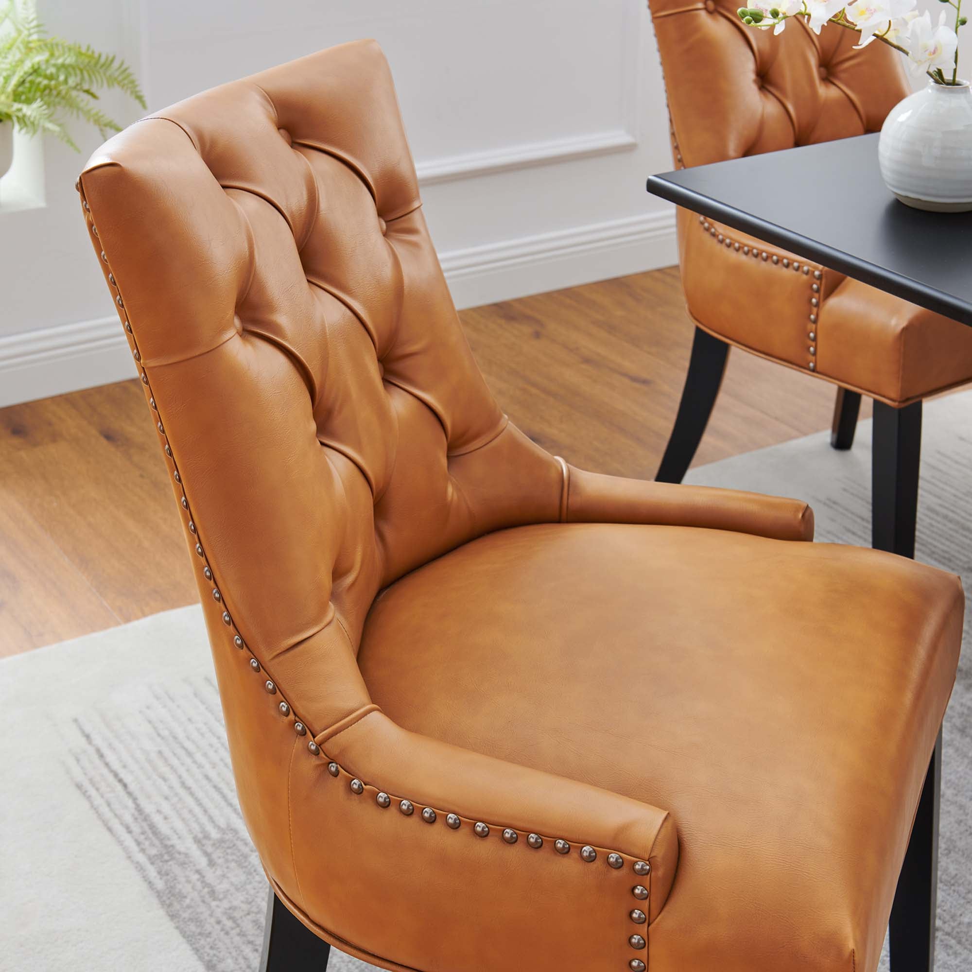 Regent Tufted Vegan Leather Dining Chair, Tan