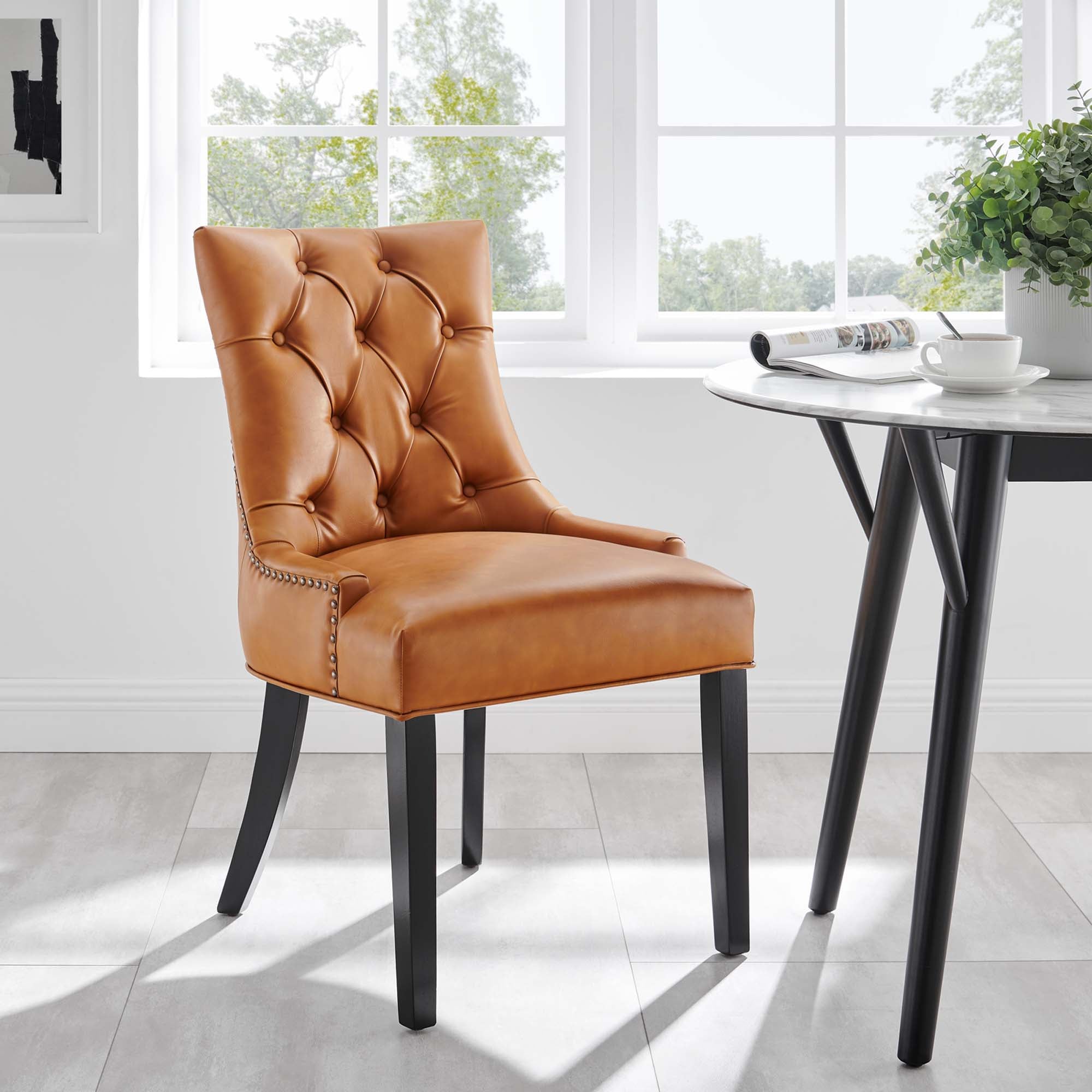 Regent Tufted Vegan Leather Dining Chair, Tan