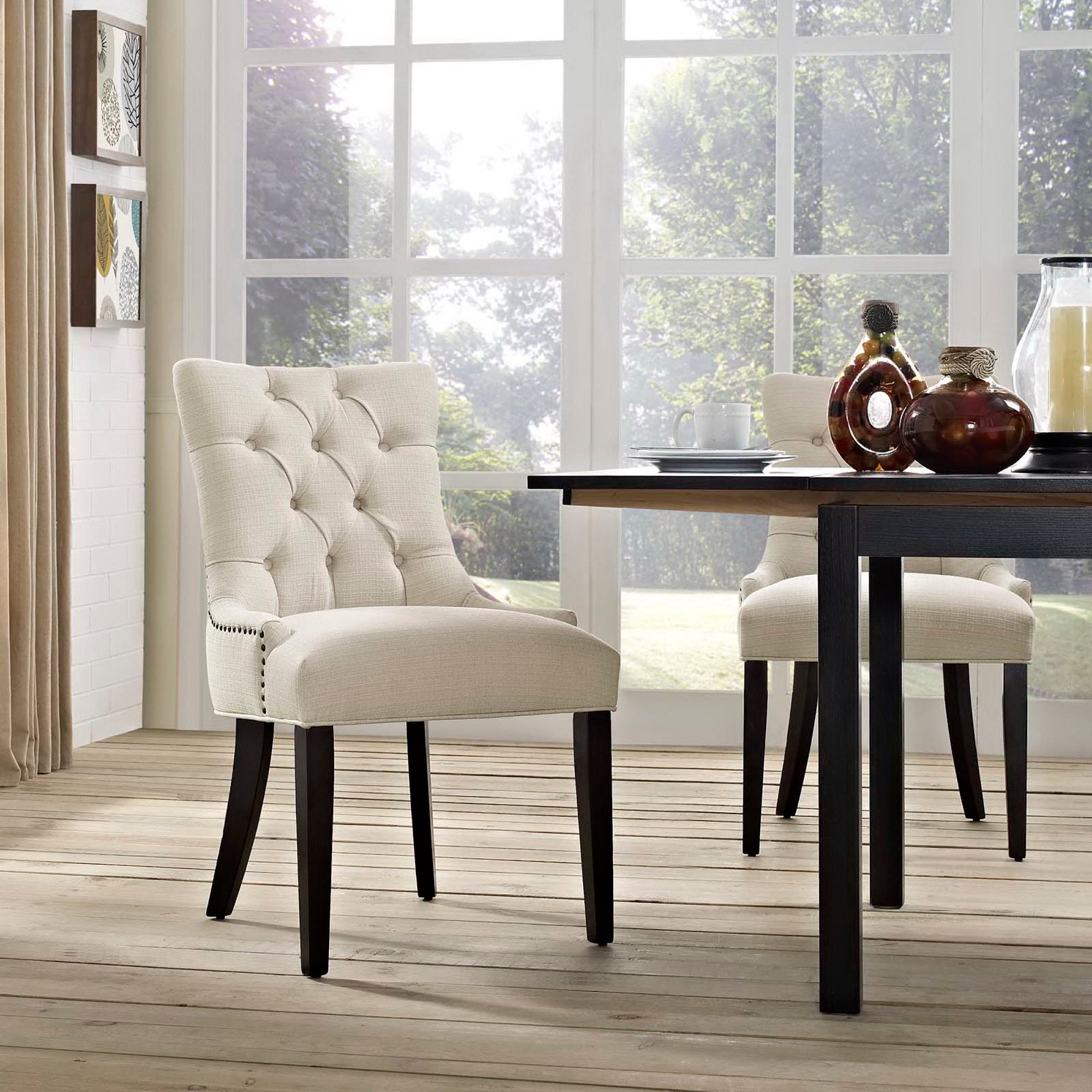 Regent Tufted Fabric Dining Chair, Beige