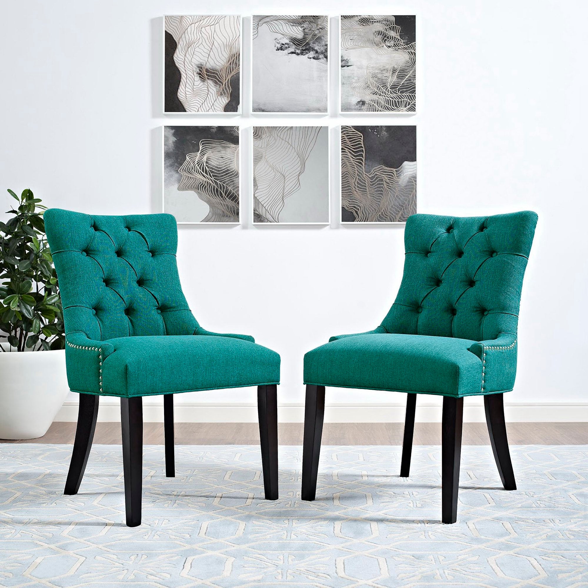 Regent Tufted Fabric Dining Chair, Teal