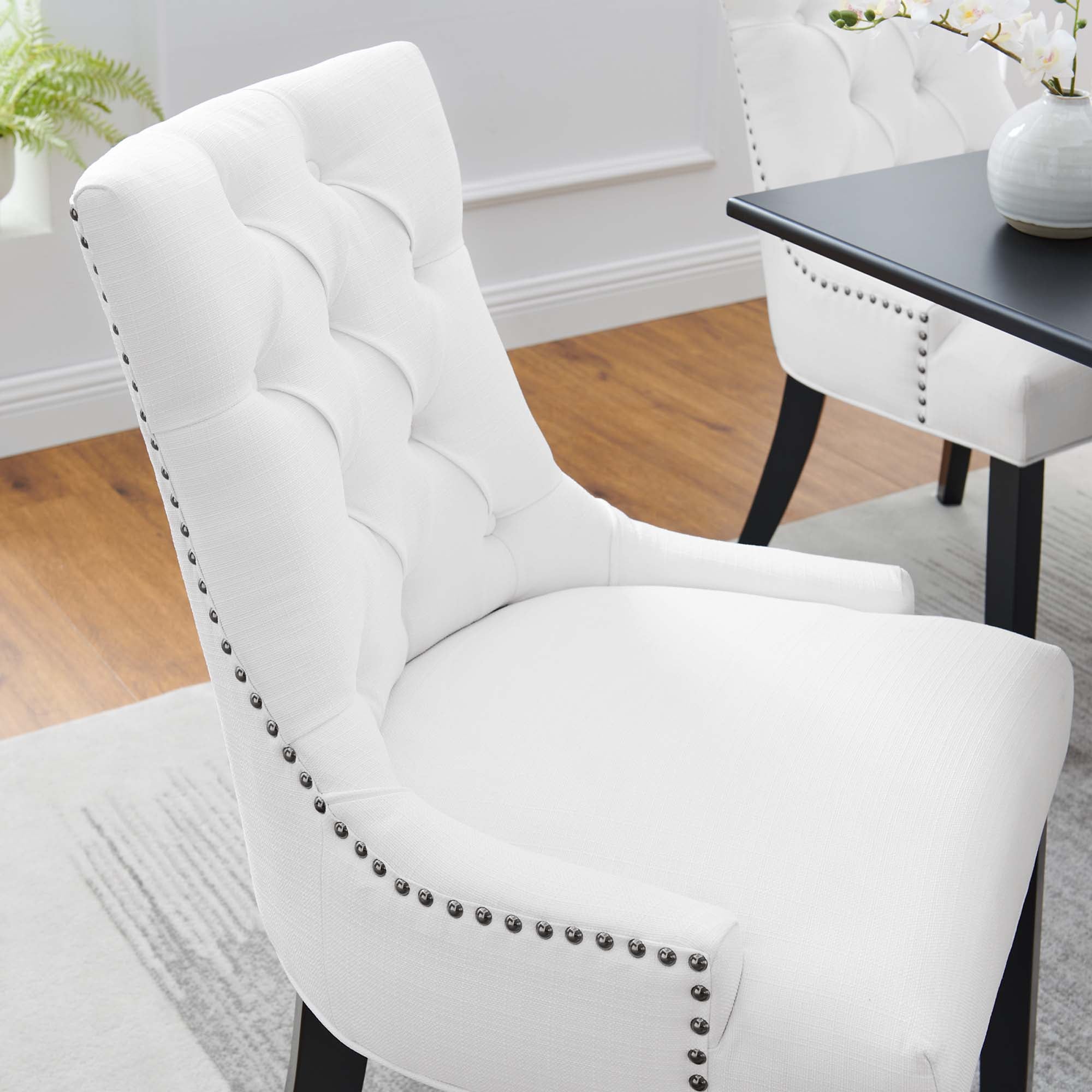 Regent Tufted Fabric Dining Chair, White