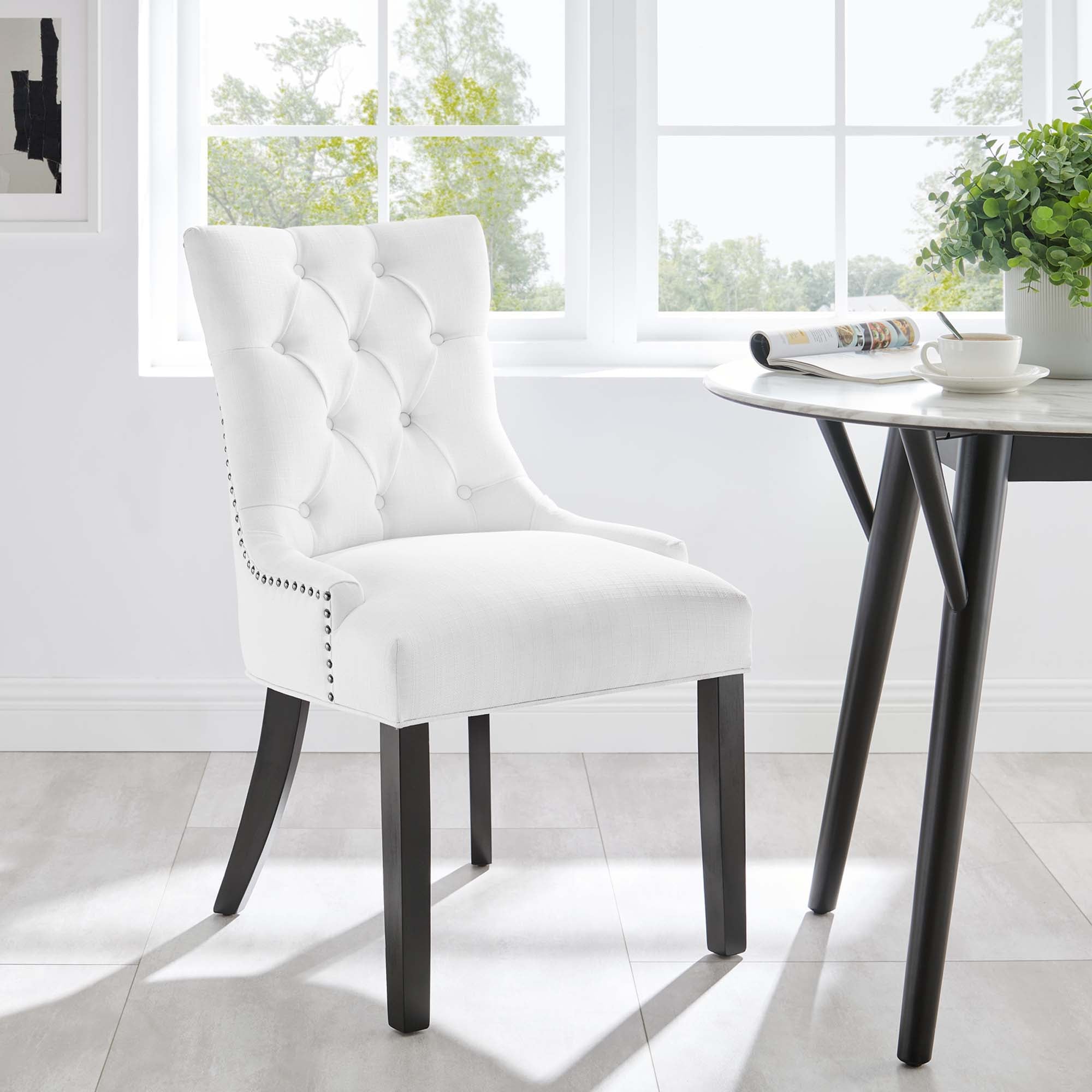 Regent Tufted Fabric Dining Chair, White