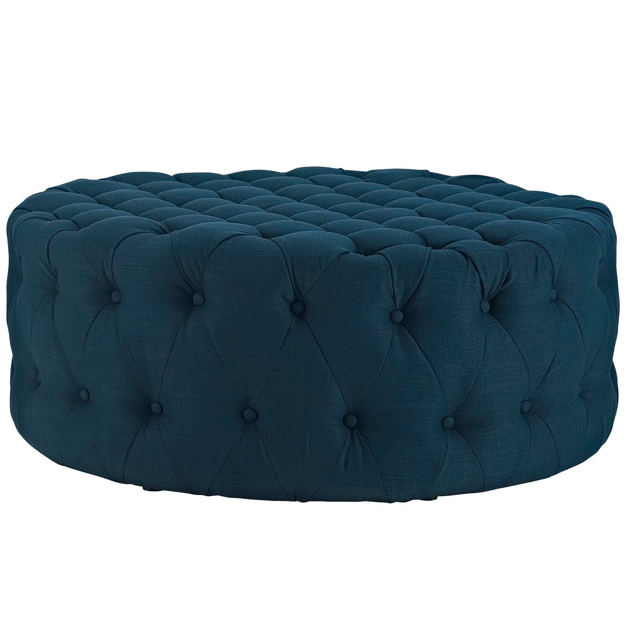 Amour Upholstered Fabric Ottoman, Azure