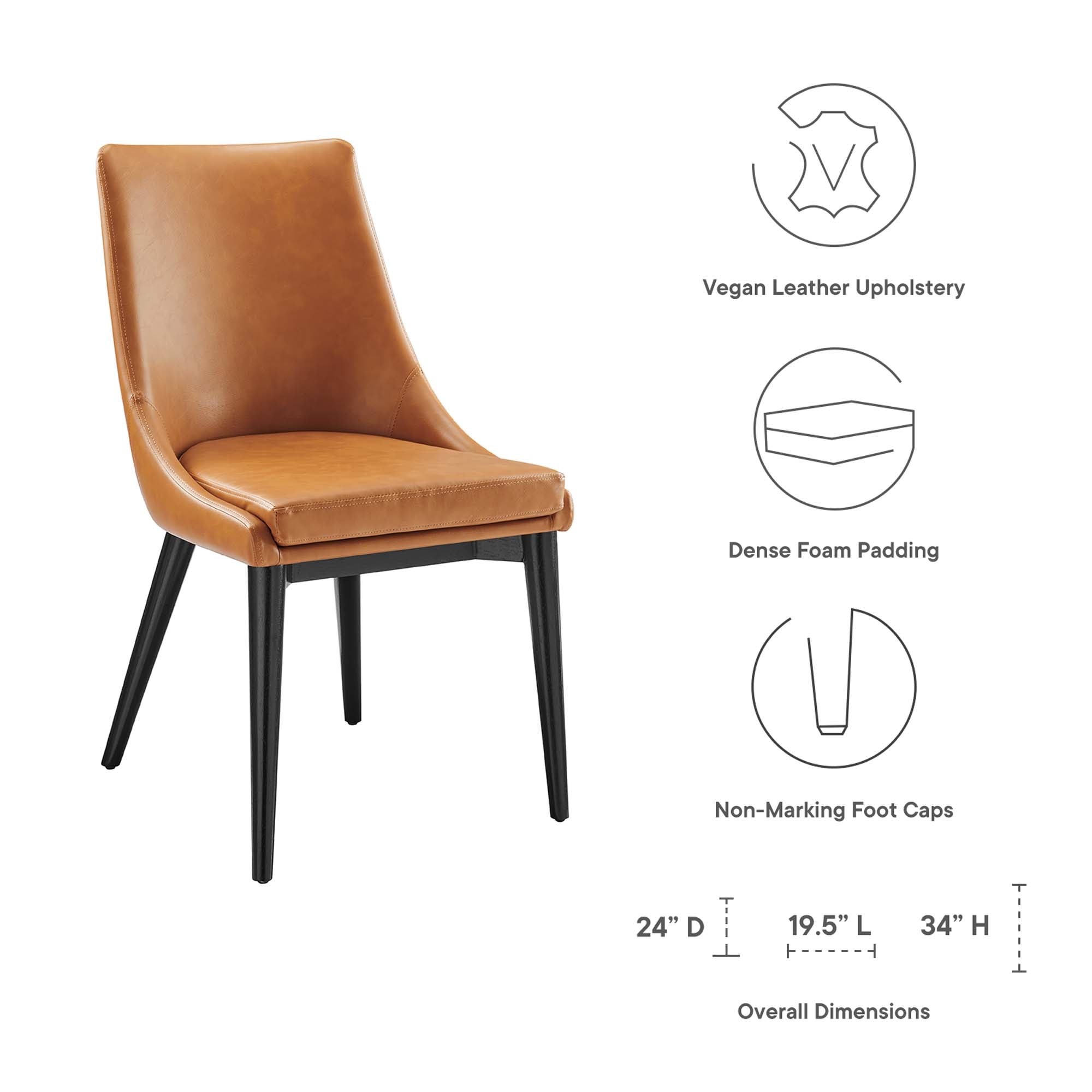 Viscount Vegan Leather Dining Chair, Tan