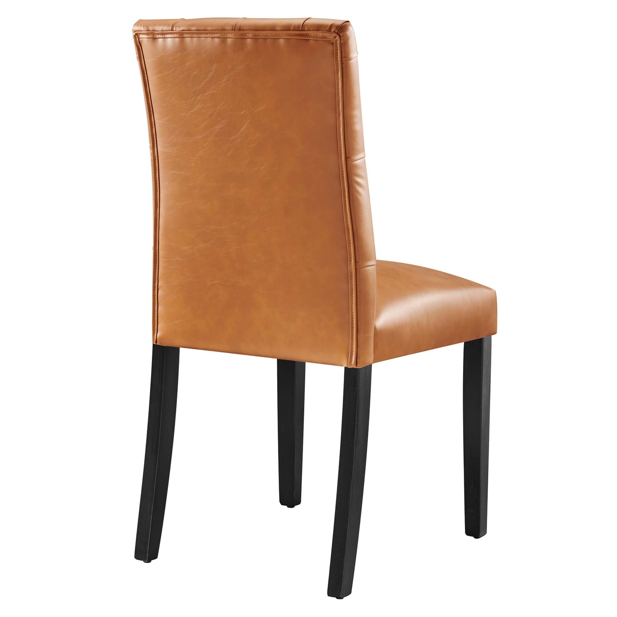 Duchess Button Tufted Vegan Leather Dining Chair, Tan