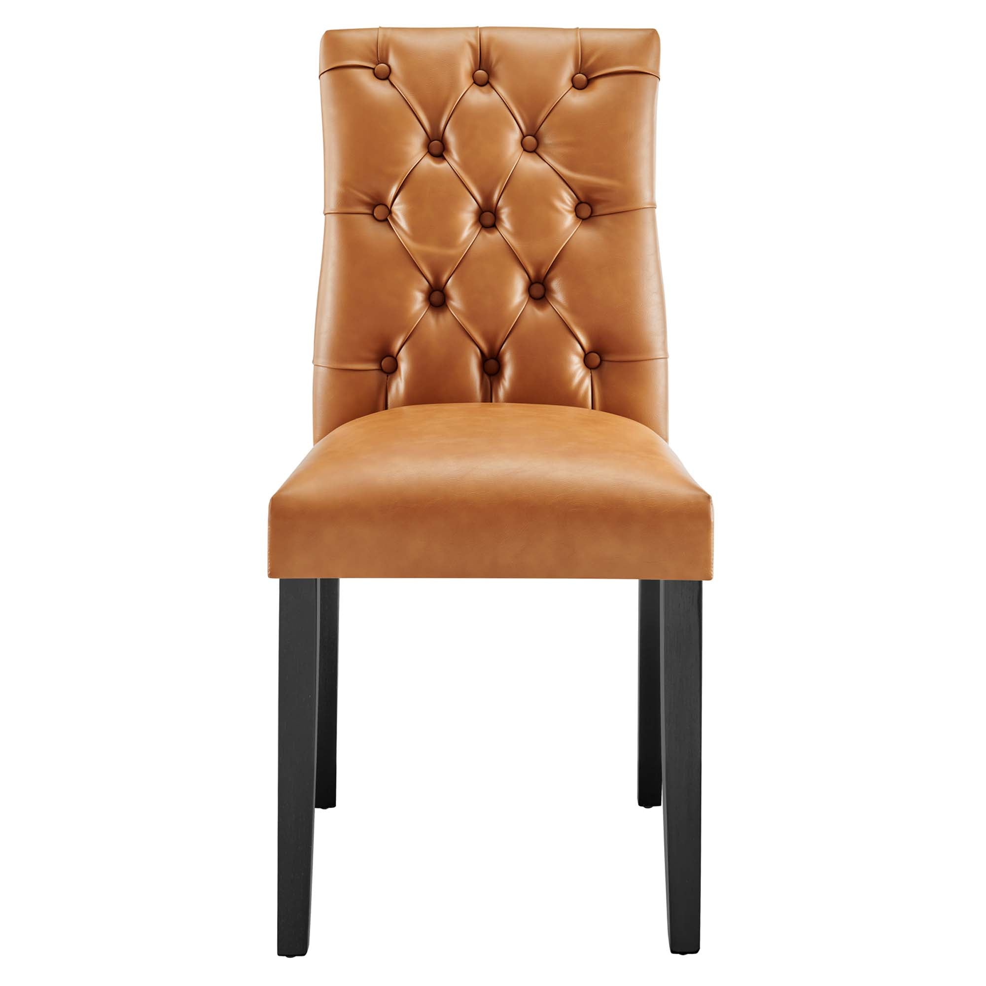 Duchess Button Tufted Vegan Leather Dining Chair, Tan
