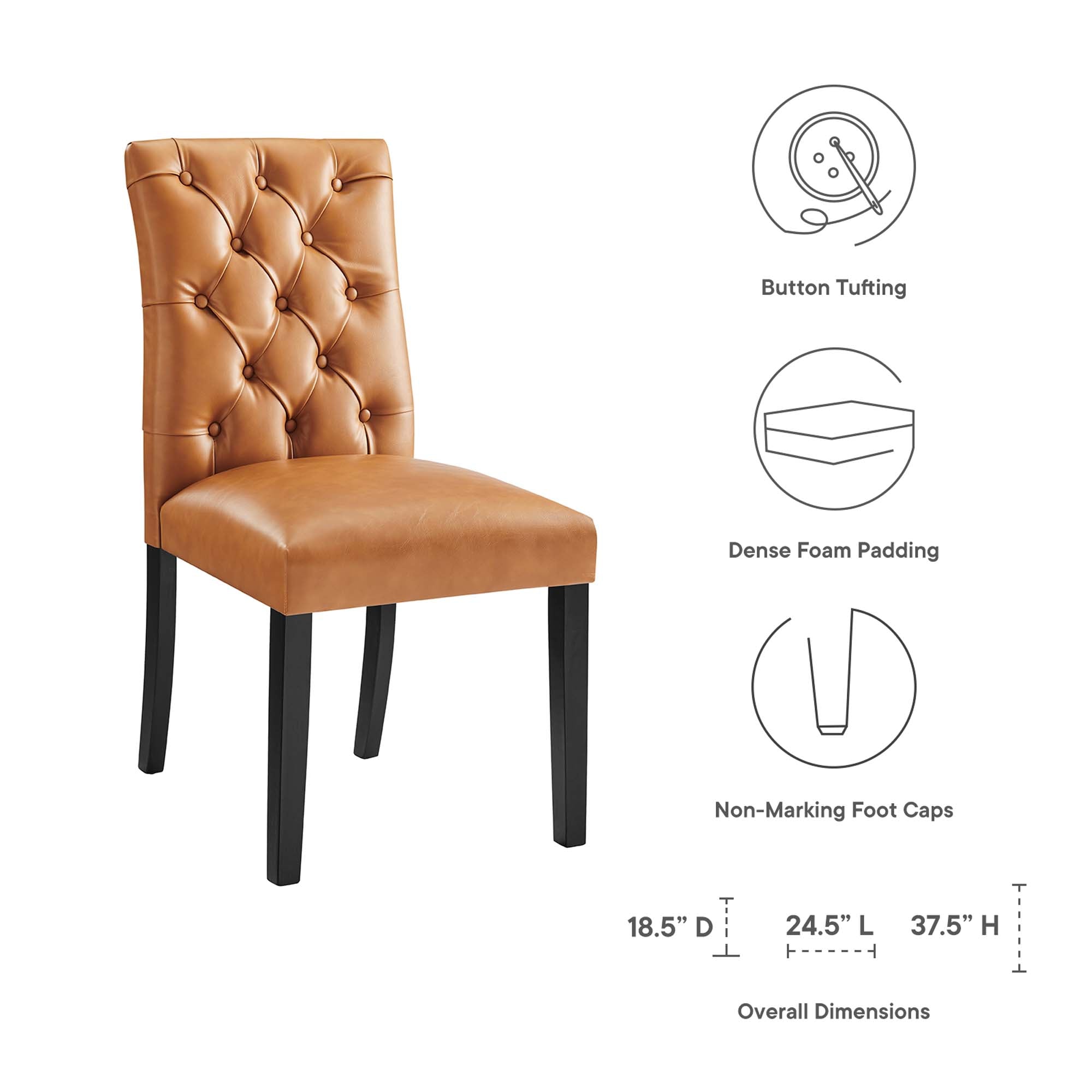 Duchess Button Tufted Vegan Leather Dining Chair, Tan
