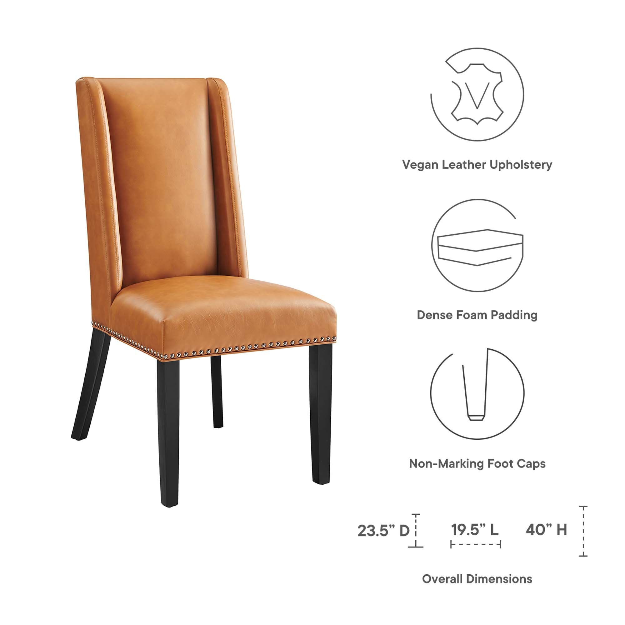 Baron Vegan Leather Dining Chair, Tan