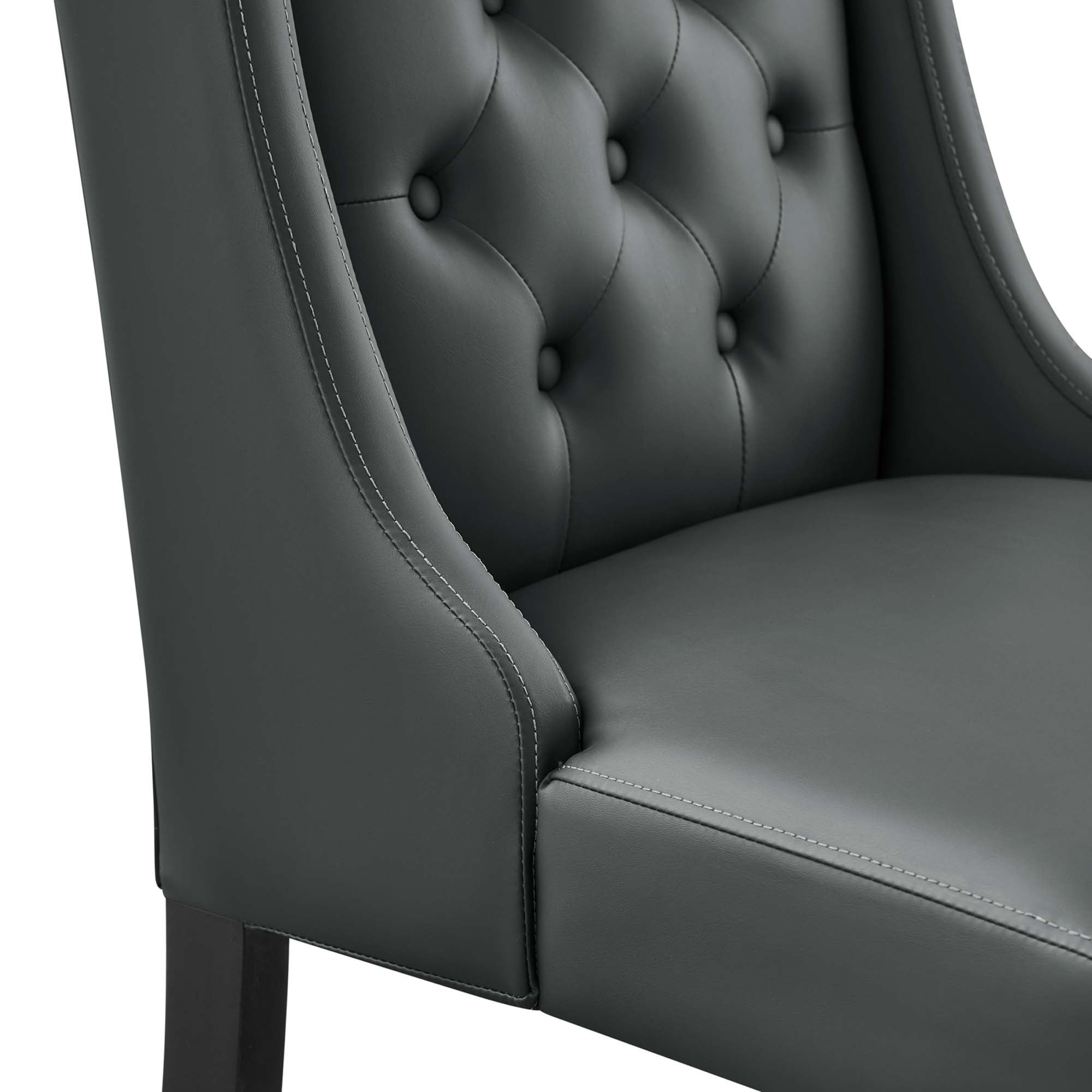 Baronet Button Tufted Vegan Leather Dining Chair, Gray