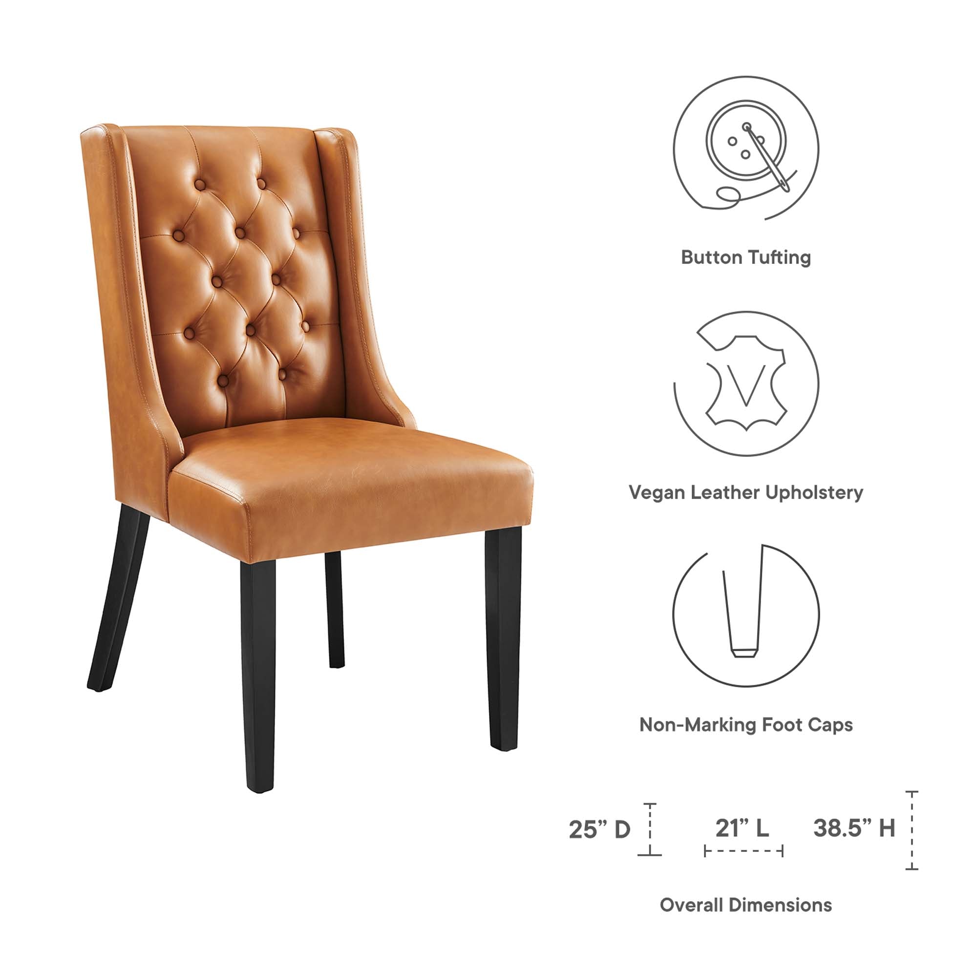 Baronet Button Tufted Vegan Leather Dining Chair, Tan