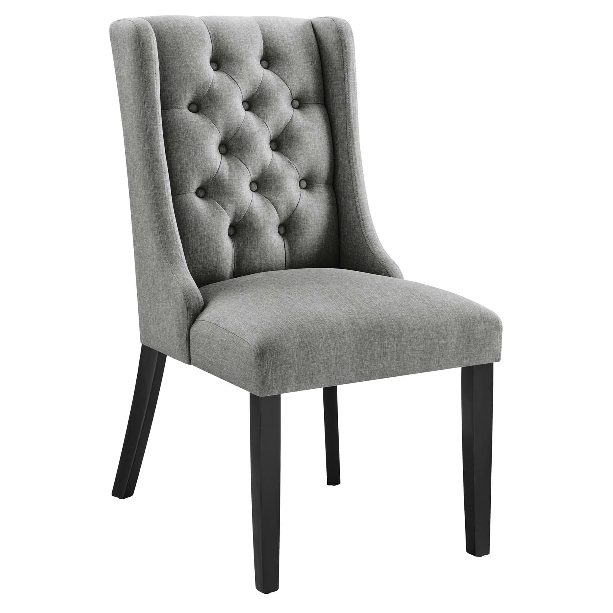 Baronet Button Tufted Fabric Dining Chair, Light Gray