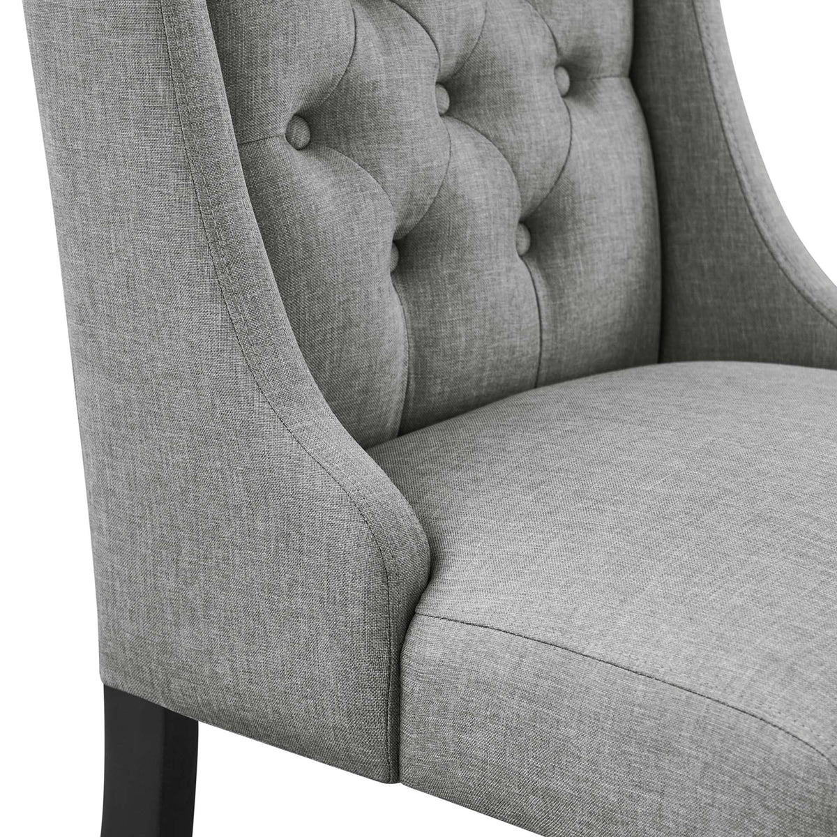 Baronet Button Tufted Fabric Dining Chair, Light Gray