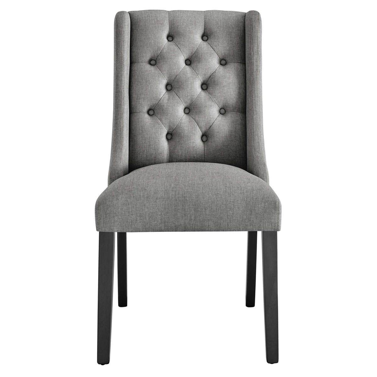 Baronet Button Tufted Fabric Dining Chair, Light Gray