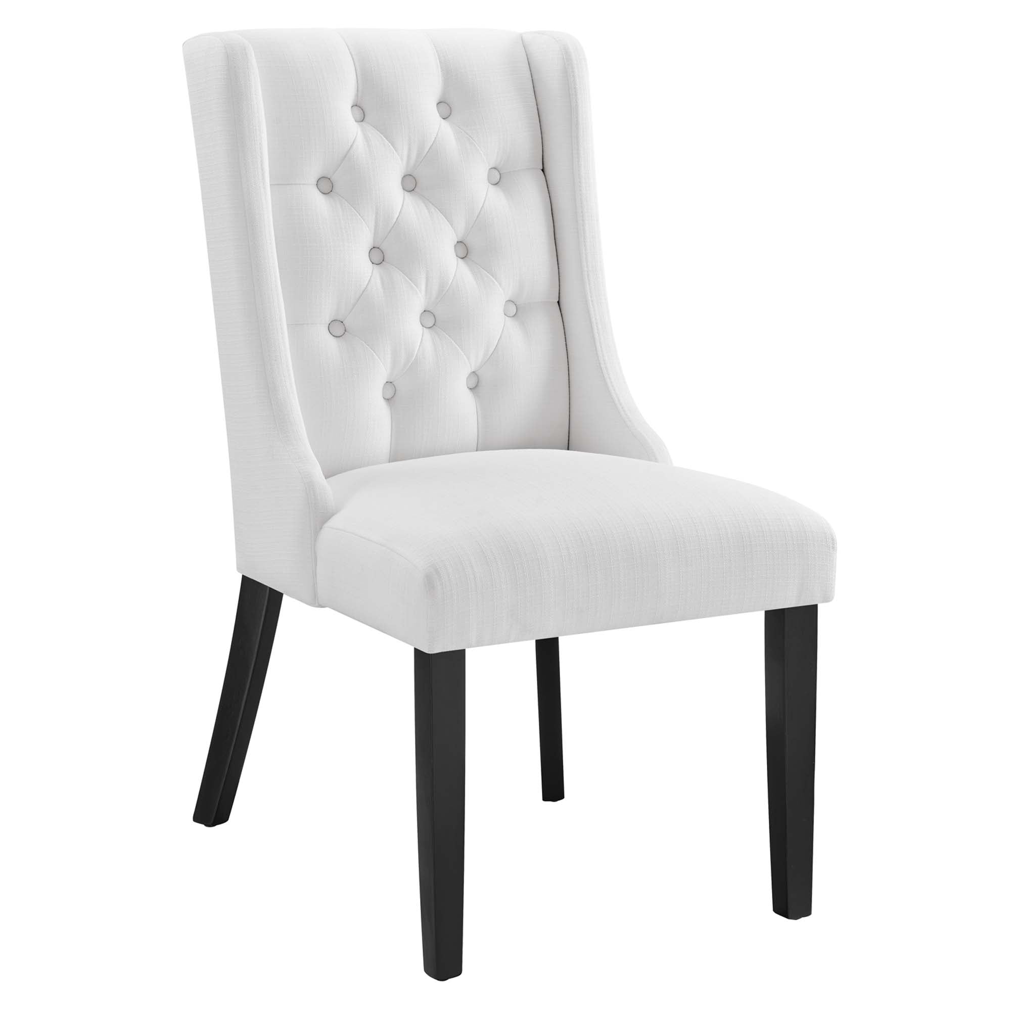 Baronet Button Tufted Fabric Dining Chair, White