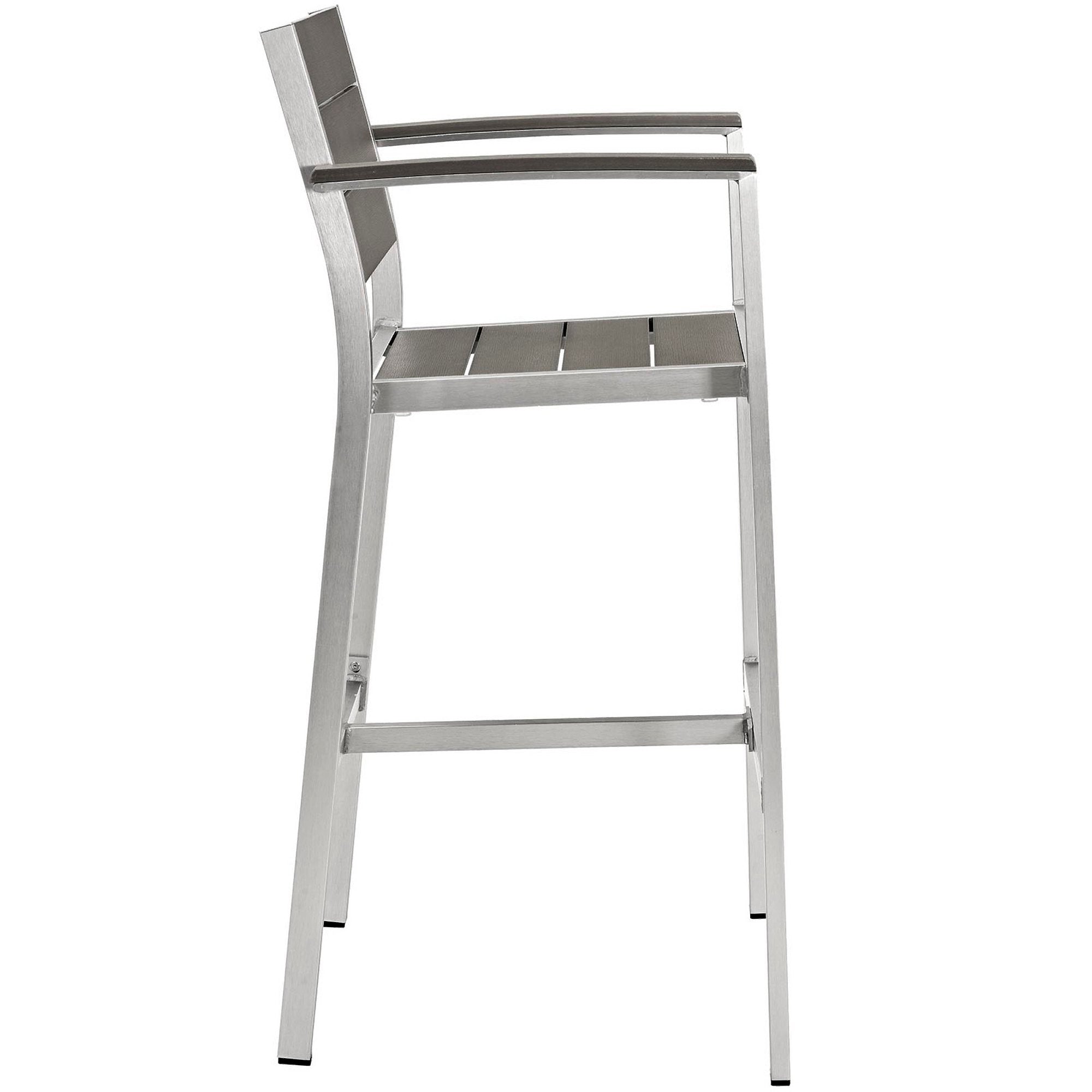 Shore Outdoor Patio Aluminum Bar Stool, Silver Gray