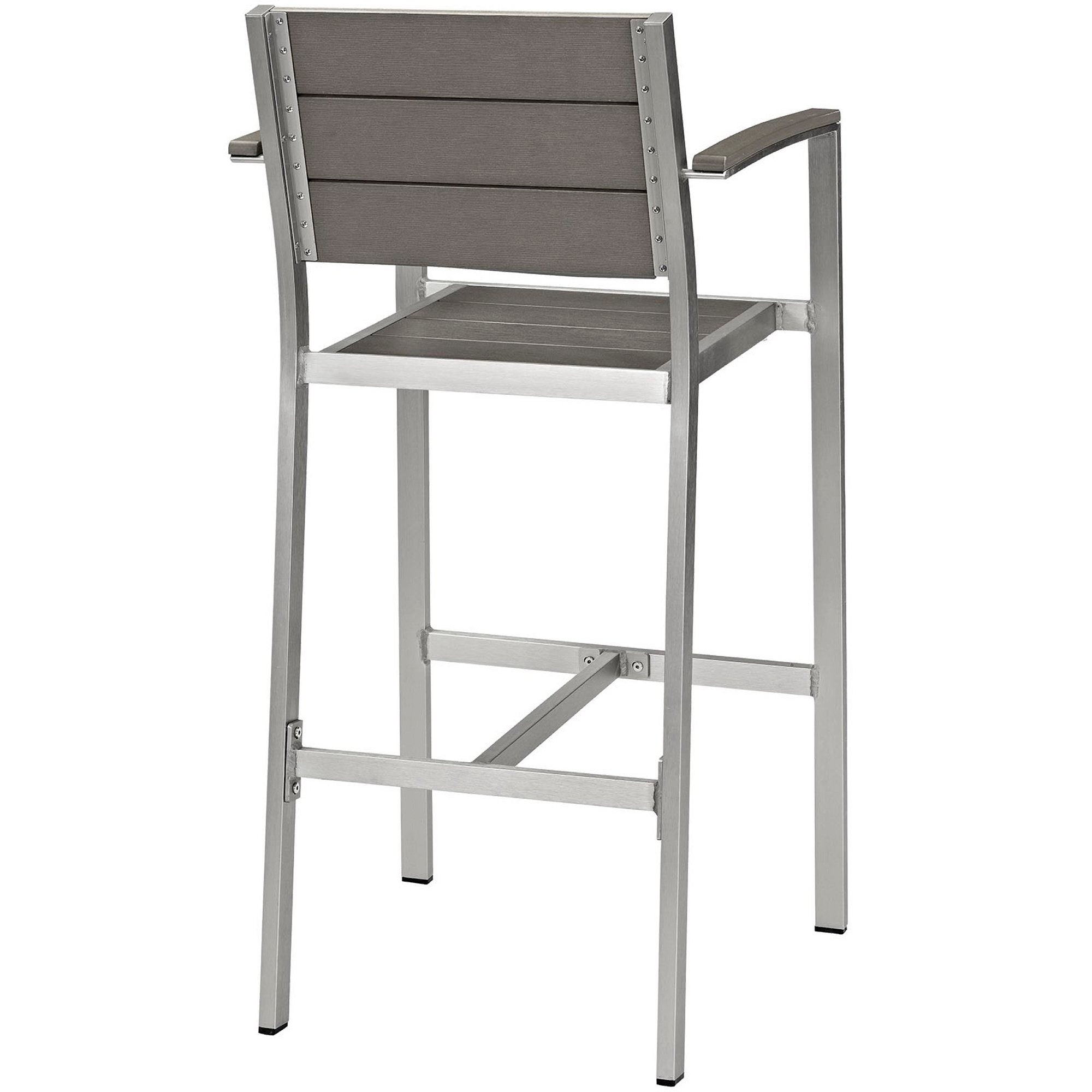 Shore Outdoor Patio Aluminum Bar Stool, Silver Gray