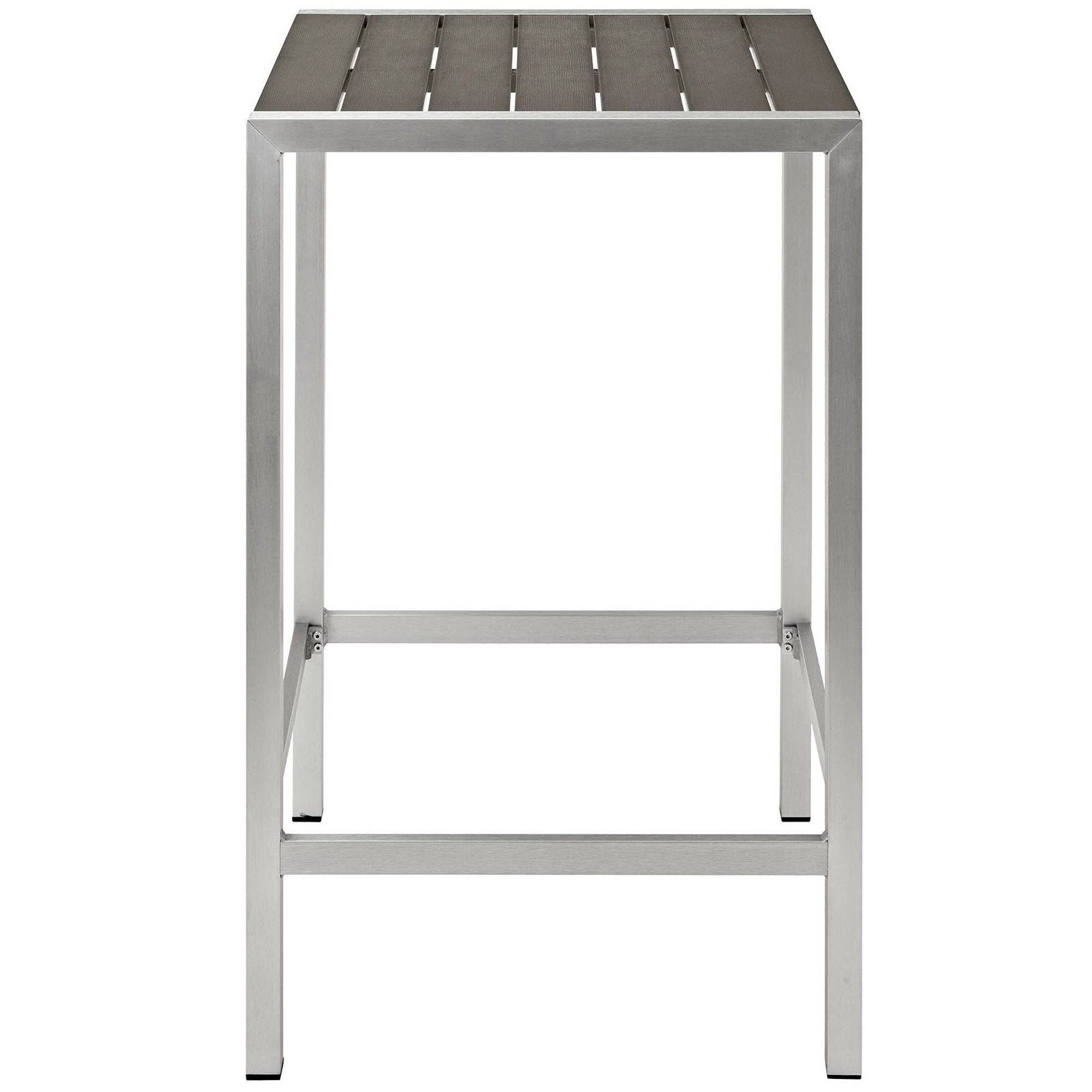 Shore Outdoor Patio Aluminum Bar Table, Silver Gray
