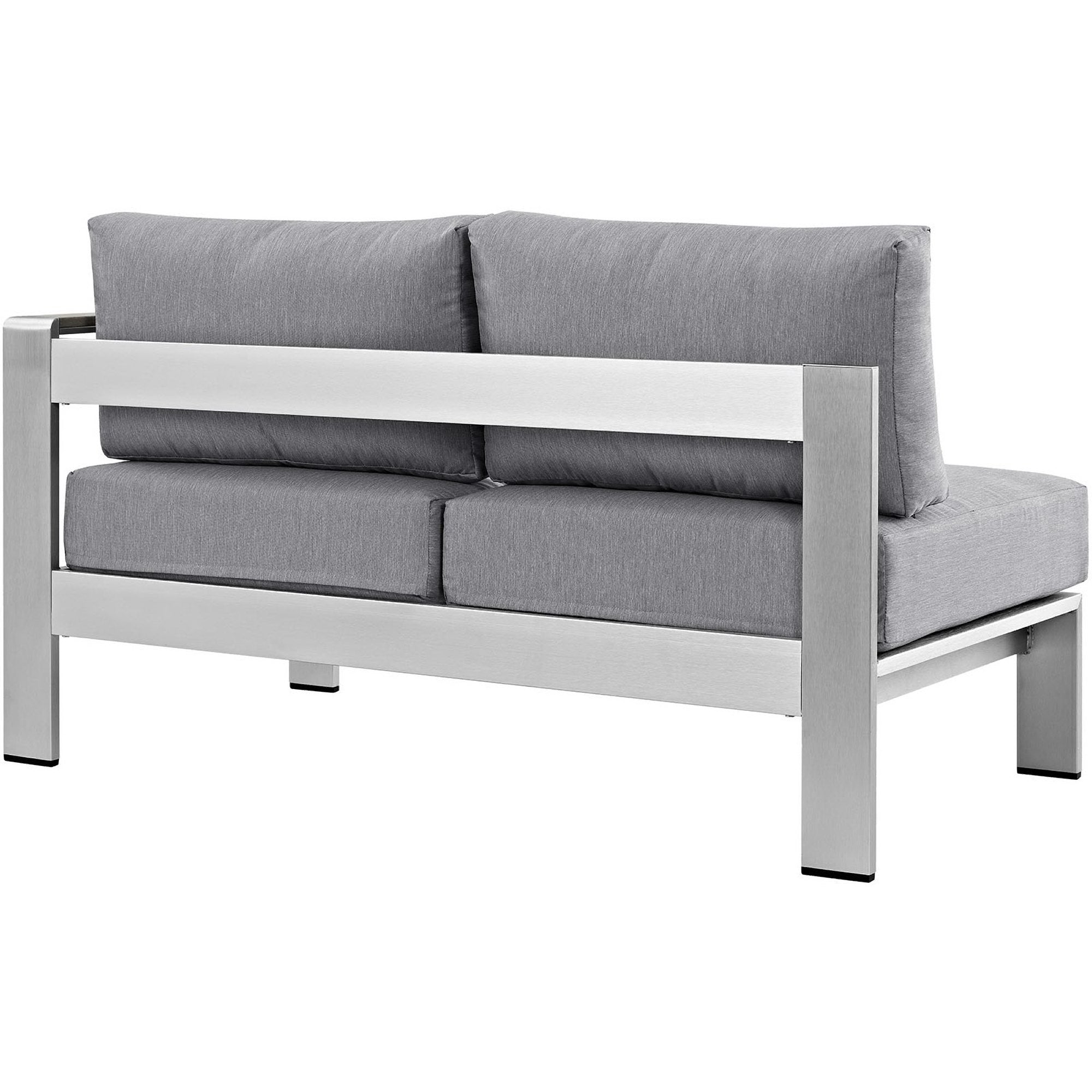 Shore Right-Arm Corner Sectional Outdoor Patio Aluminum Loveseat, Silver Gray