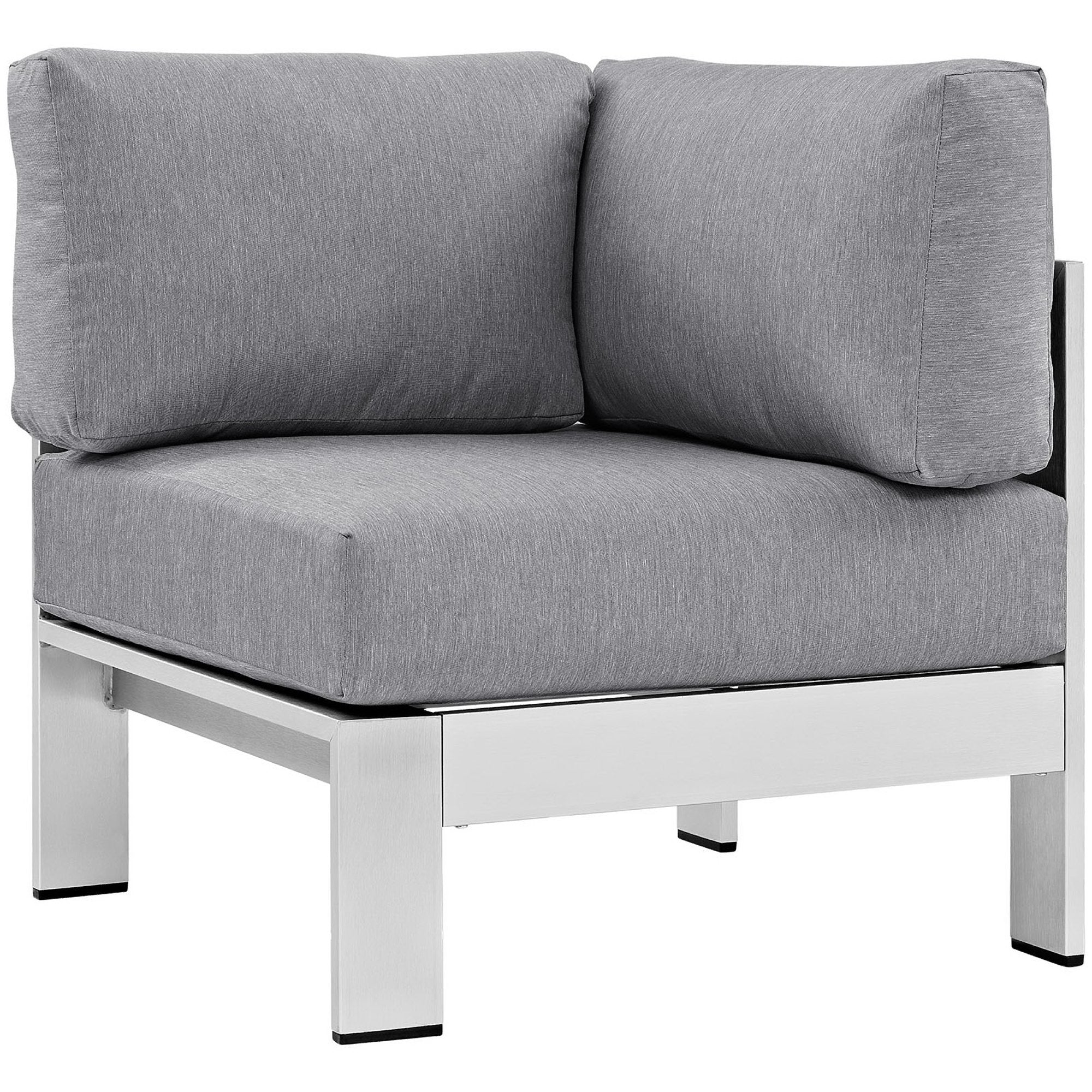 Shore Outdoor Patio Aluminum Corner Sofa, Silver Gray