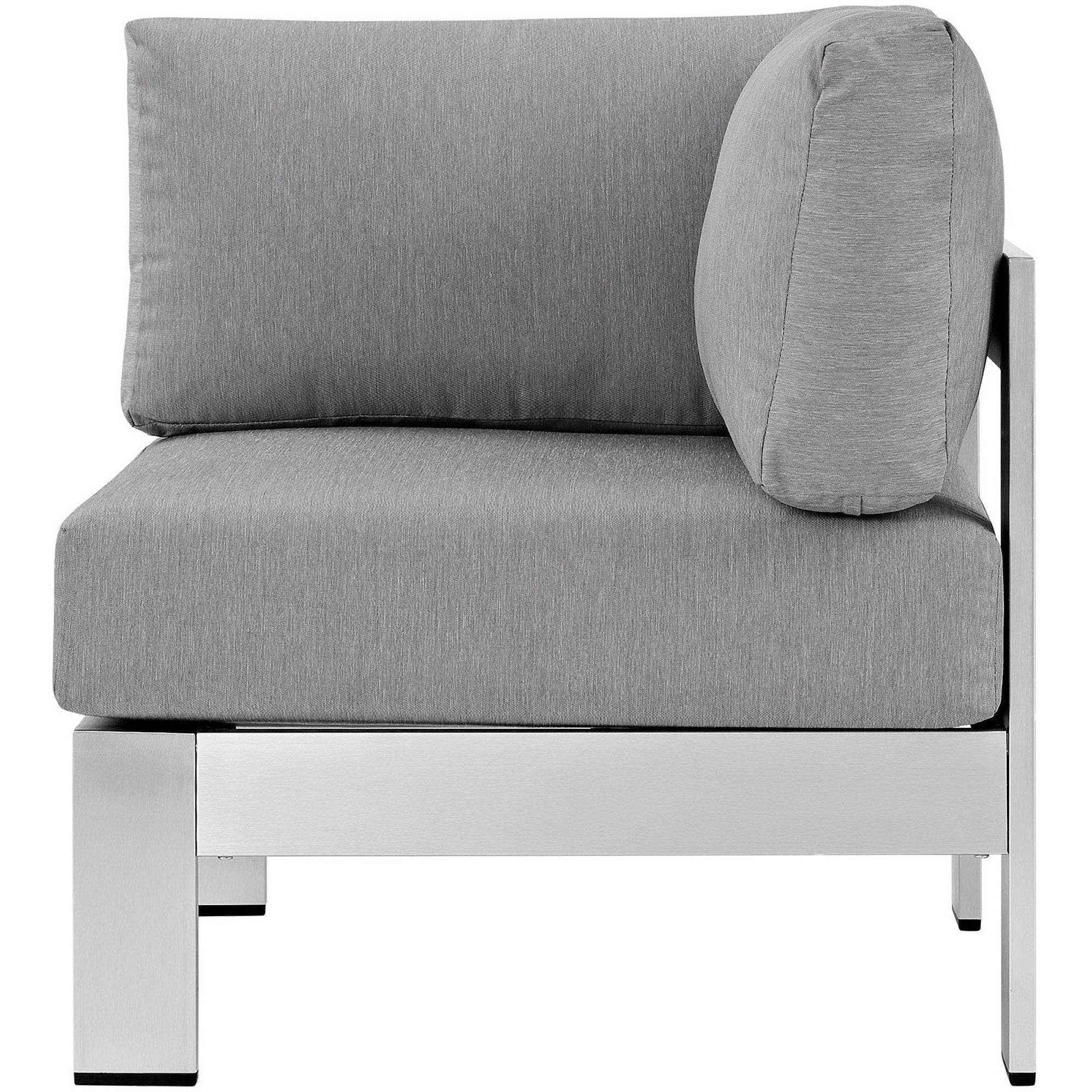 Shore Outdoor Patio Aluminum Corner Sofa, Silver Gray