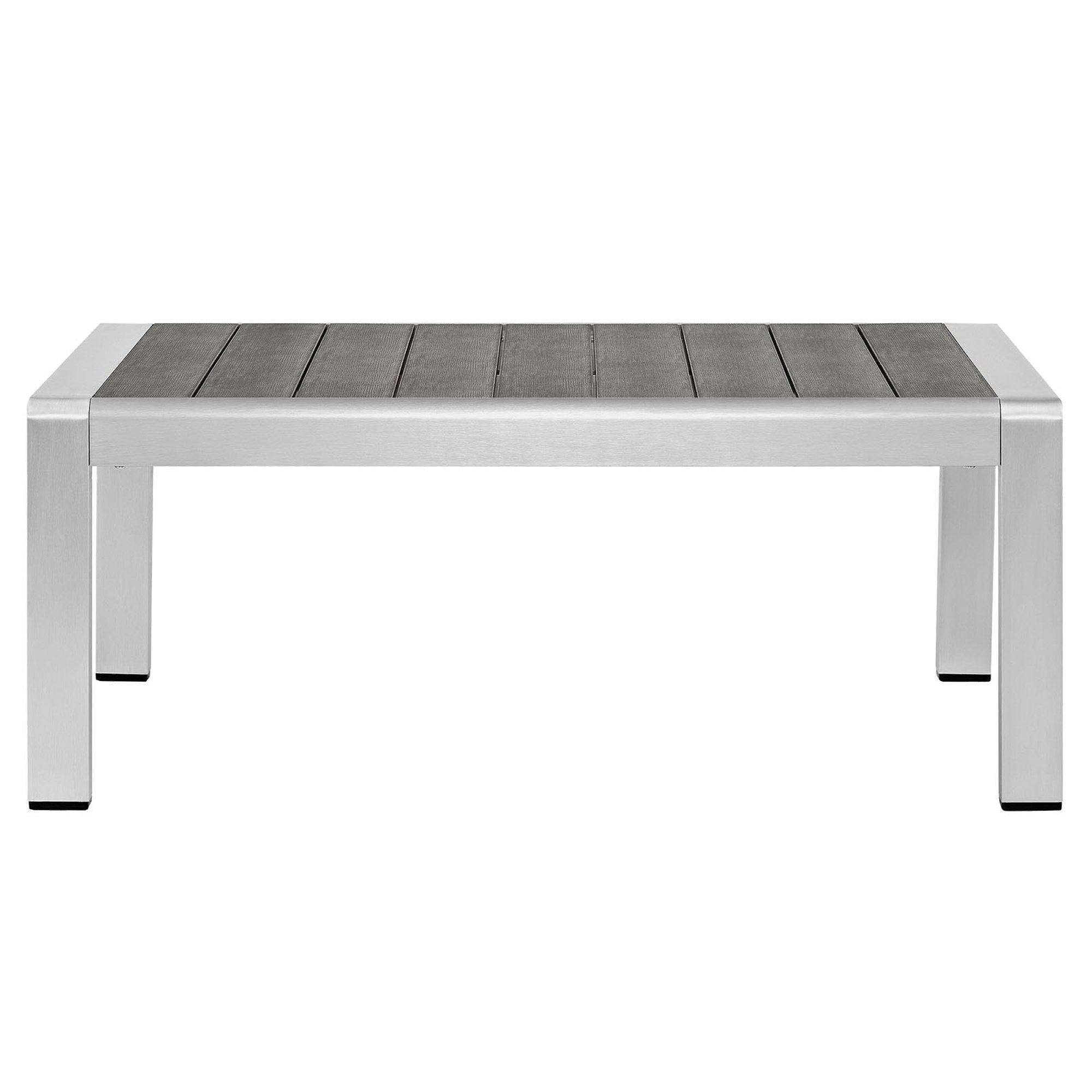 Shore Outdoor Patio Aluminum Coffee Table, Silver Gray