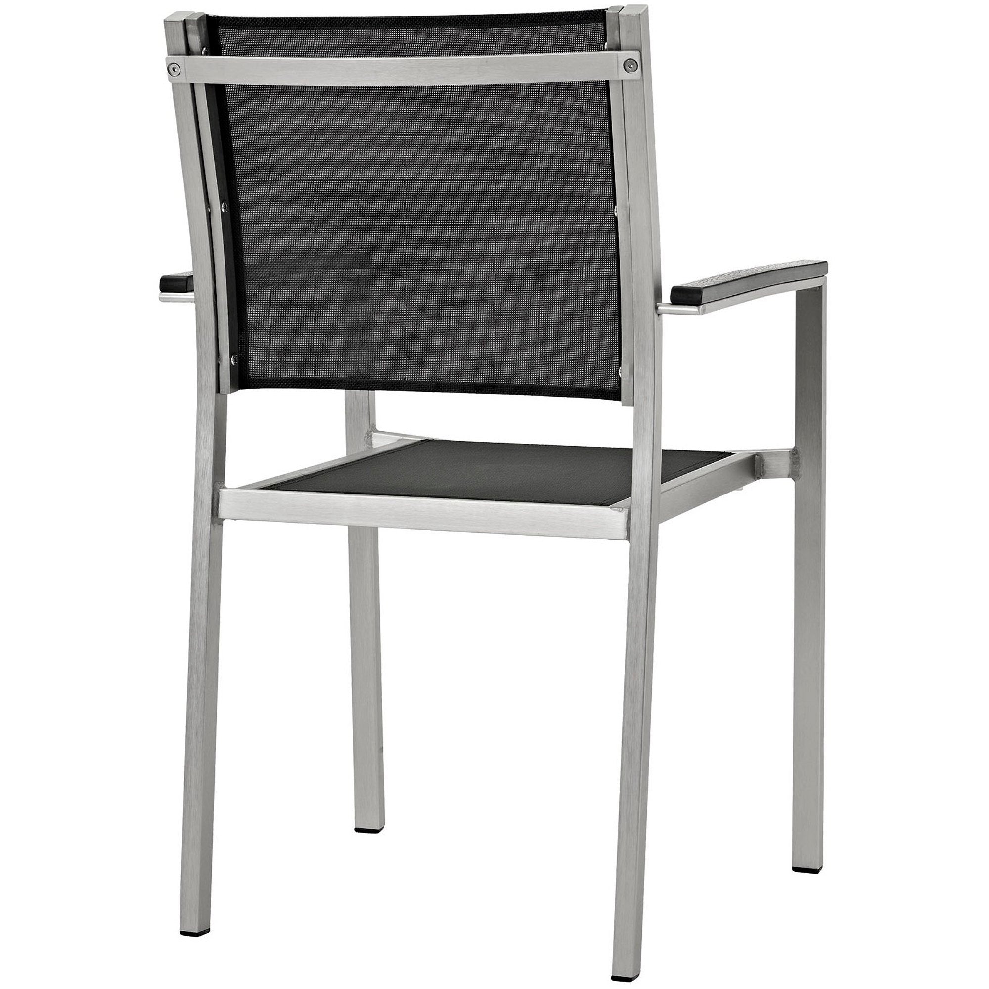 Shore Outdoor Patio Aluminum Dining Chair, Silver Black
