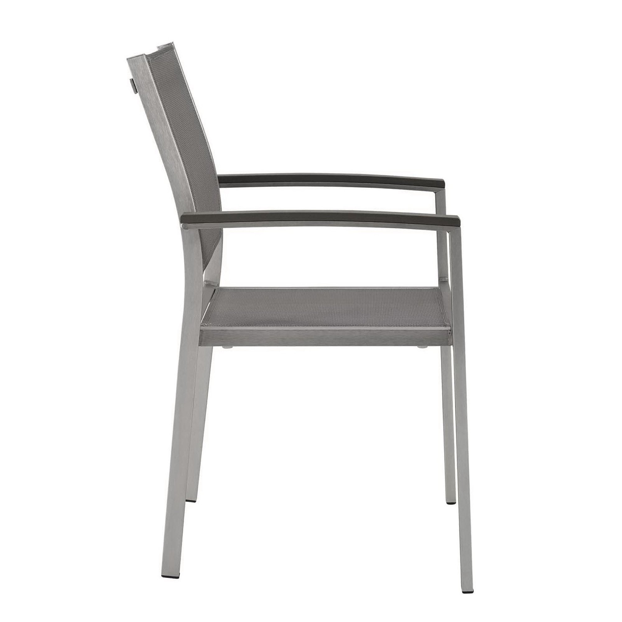 Shore Outdoor Patio Aluminum Dining Chair, Silver Gray