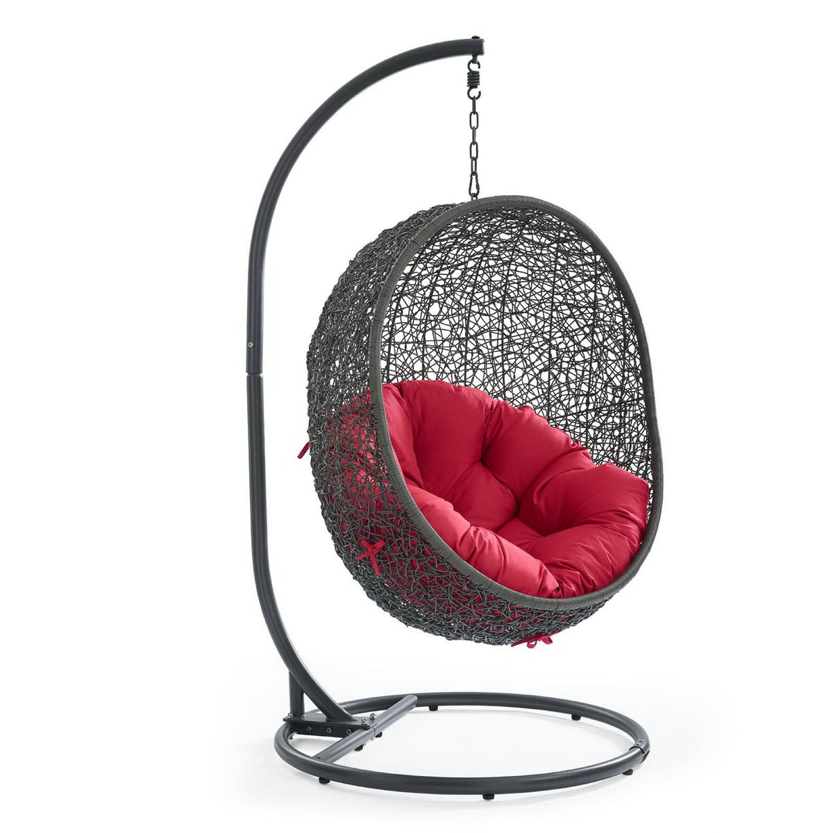 Hide Outdoor Patio Swing Chair With Stand, Gray Red