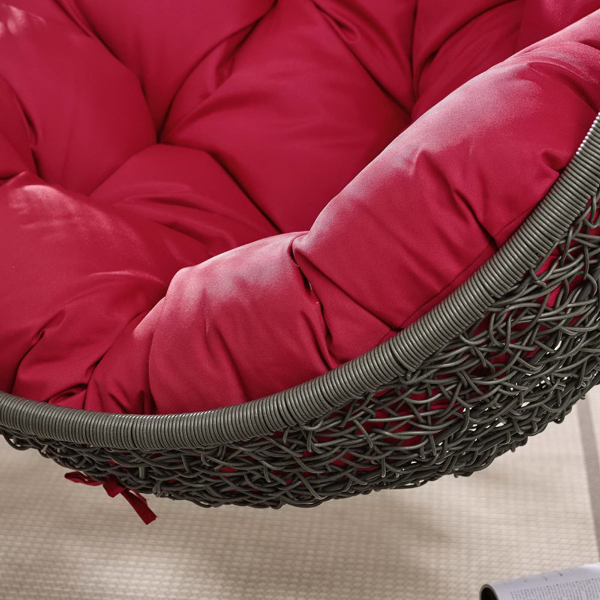 Hide Outdoor Patio Swing Chair With Stand, Gray Red