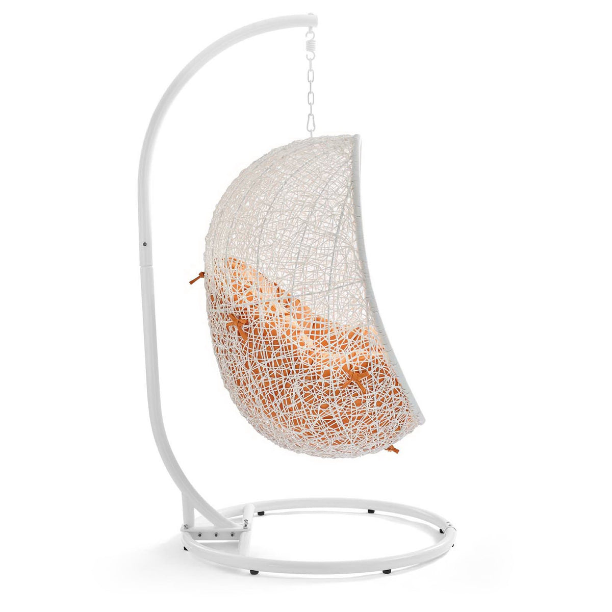 Hide Outdoor Patio Swing Chair With Stand, White Orange