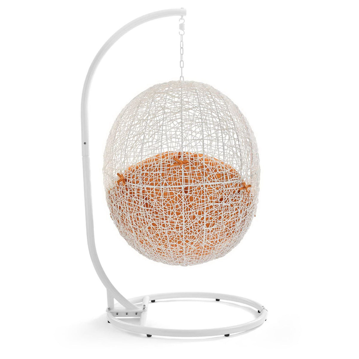 Hide Outdoor Patio Swing Chair With Stand, White Orange