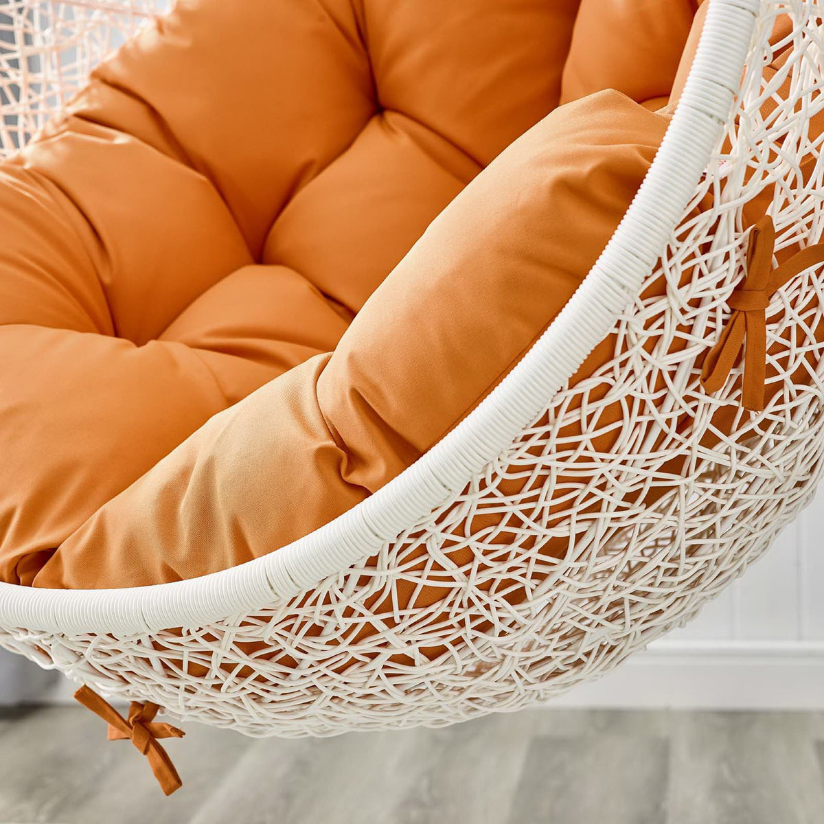 Hide Outdoor Patio Swing Chair With Stand, White Orange