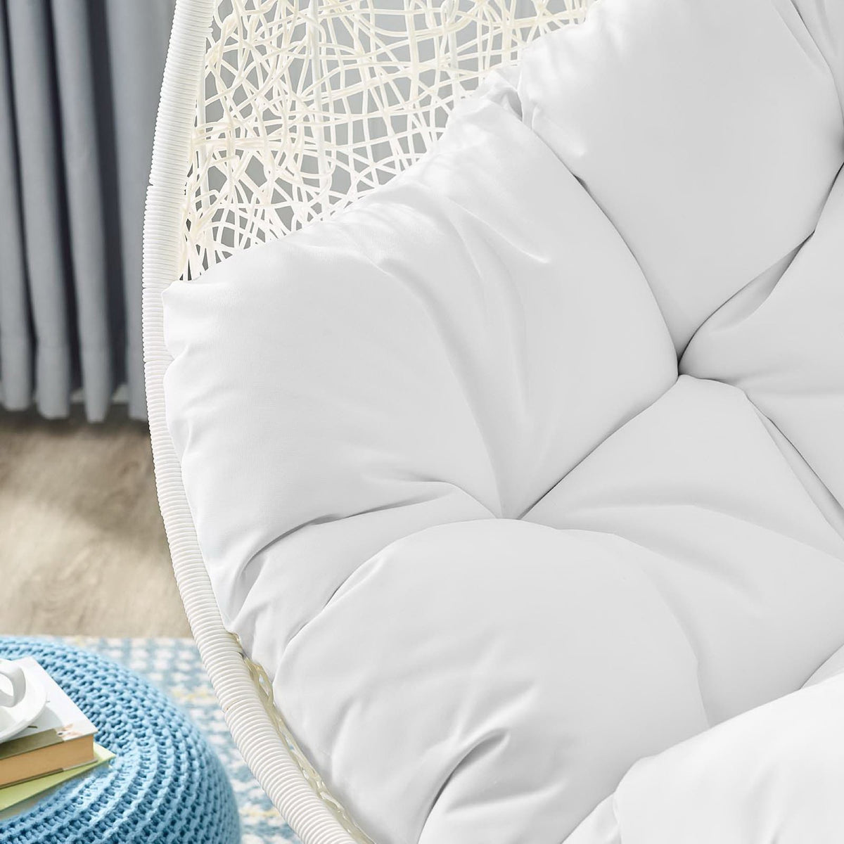 Hide Outdoor Patio Swing Chair With Stand, White