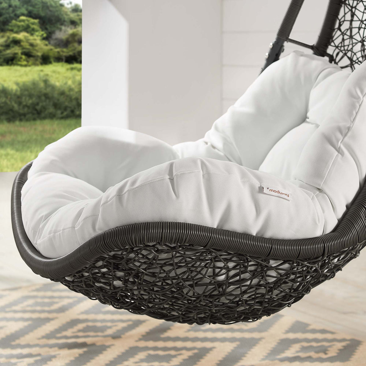 Abate Wicker Rattan Outdoor Patio Swing Chair, Gray White