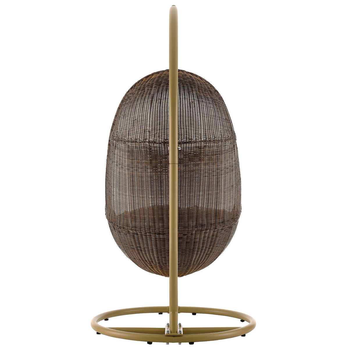 Bean Outdoor Patio Wood Swing Chair With Stand, Coffee White