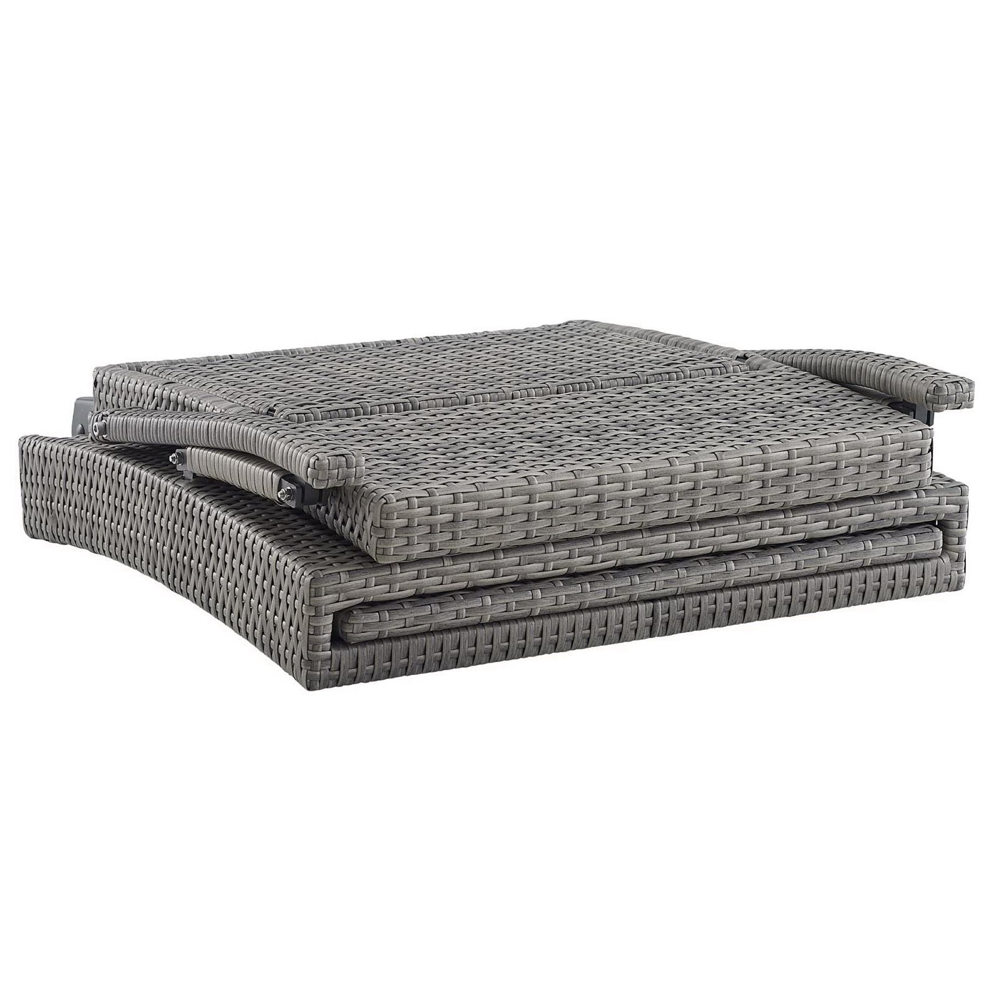 Envisage Chaise Outdoor Patio Wicker Rattan Lounge Chair, Light Gray Beige