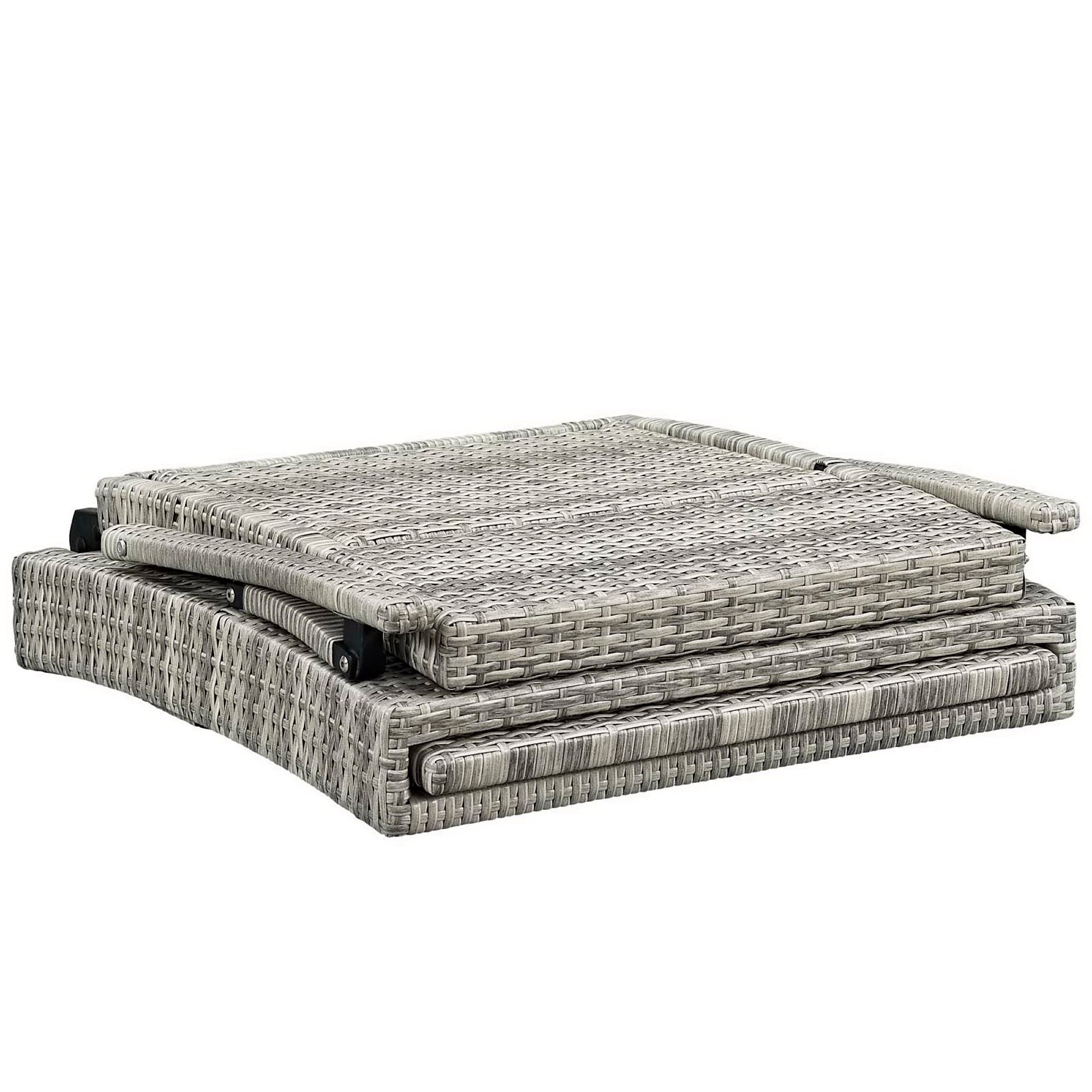 Envisage Chaise Outdoor Patio Wicker Rattan Lounge Chair, Light Gray Navy