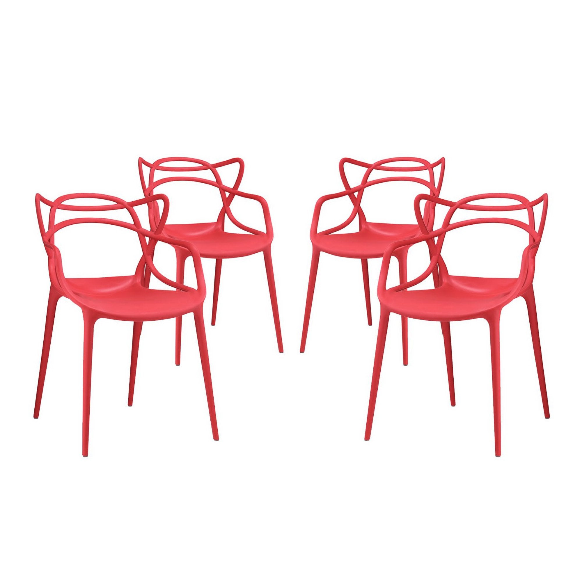 Entangled Dining Set Set of 4, Red