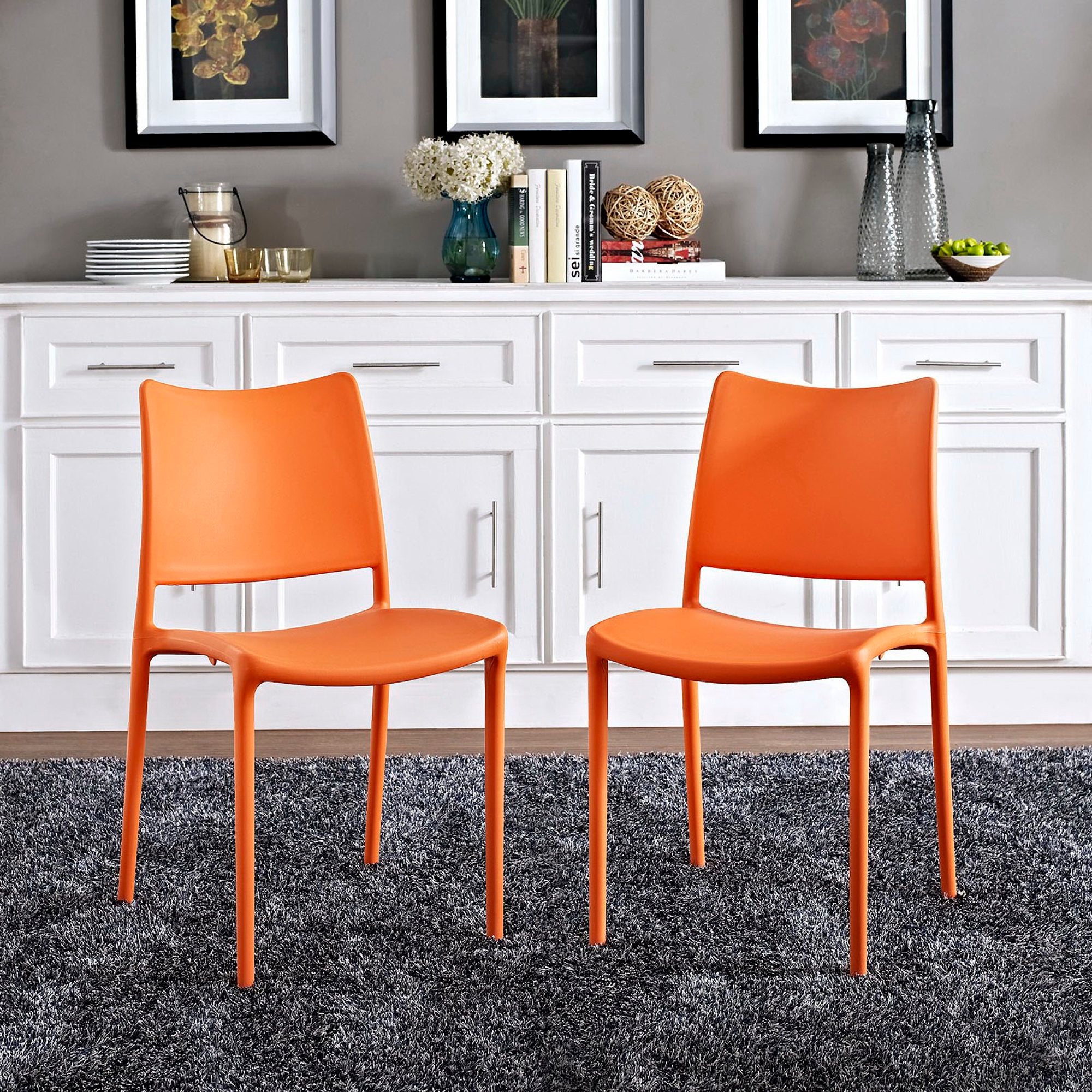 Hipster Dining Side Chair Set of 2, Orange