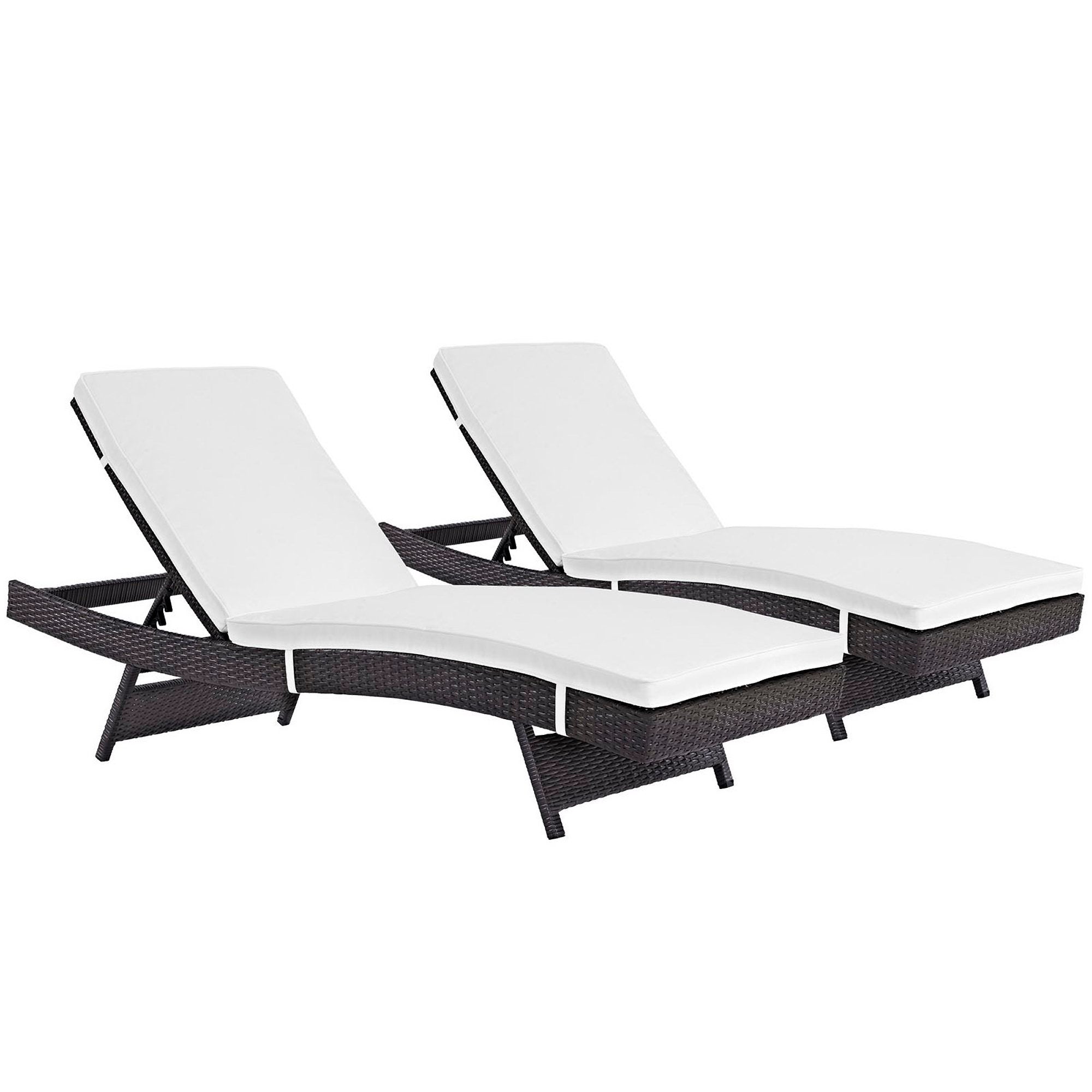 Convene Outdoor Patio Chaise Set of 2, Espresso White