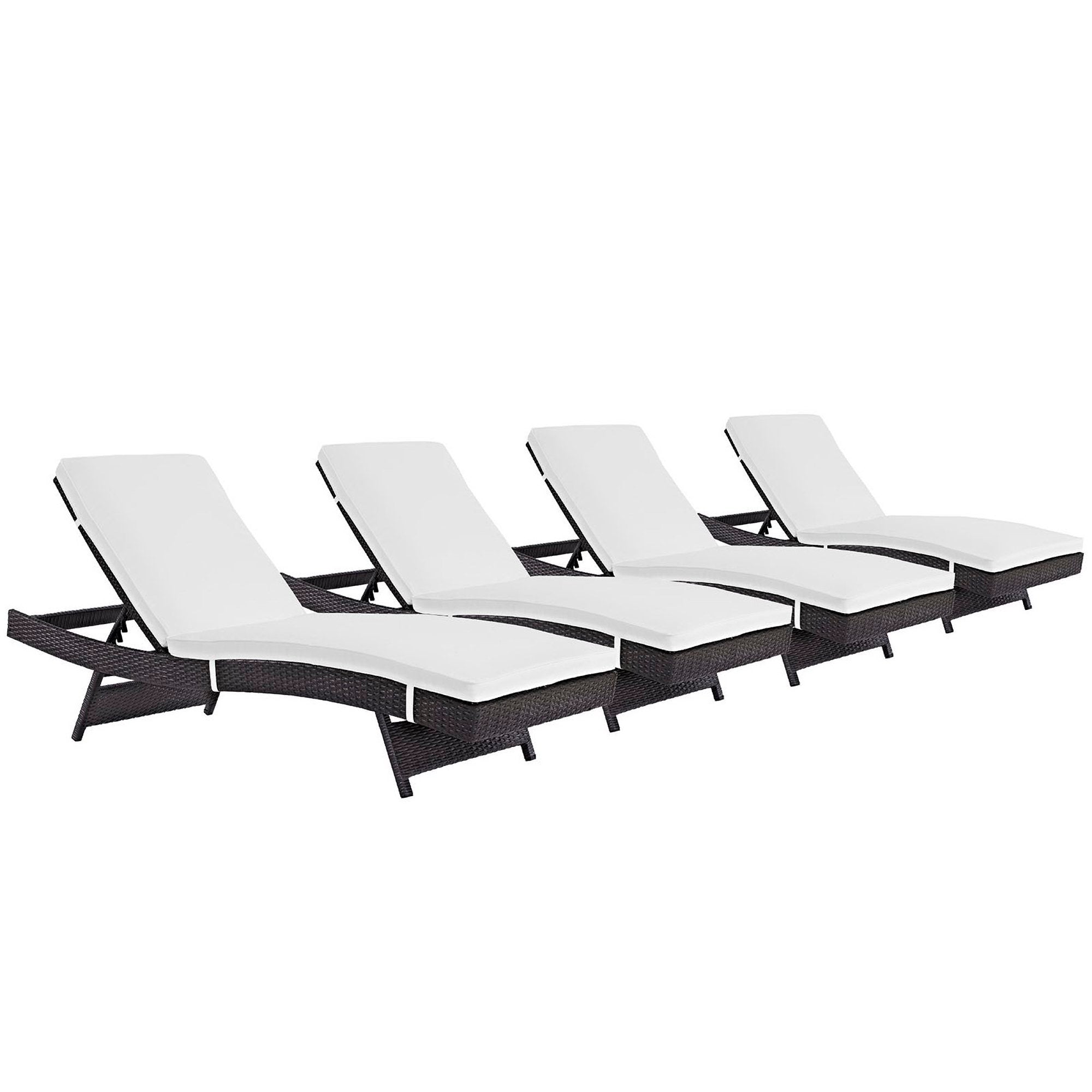 Convene Outdoor Patio Chaise Set of 4, Espresso White