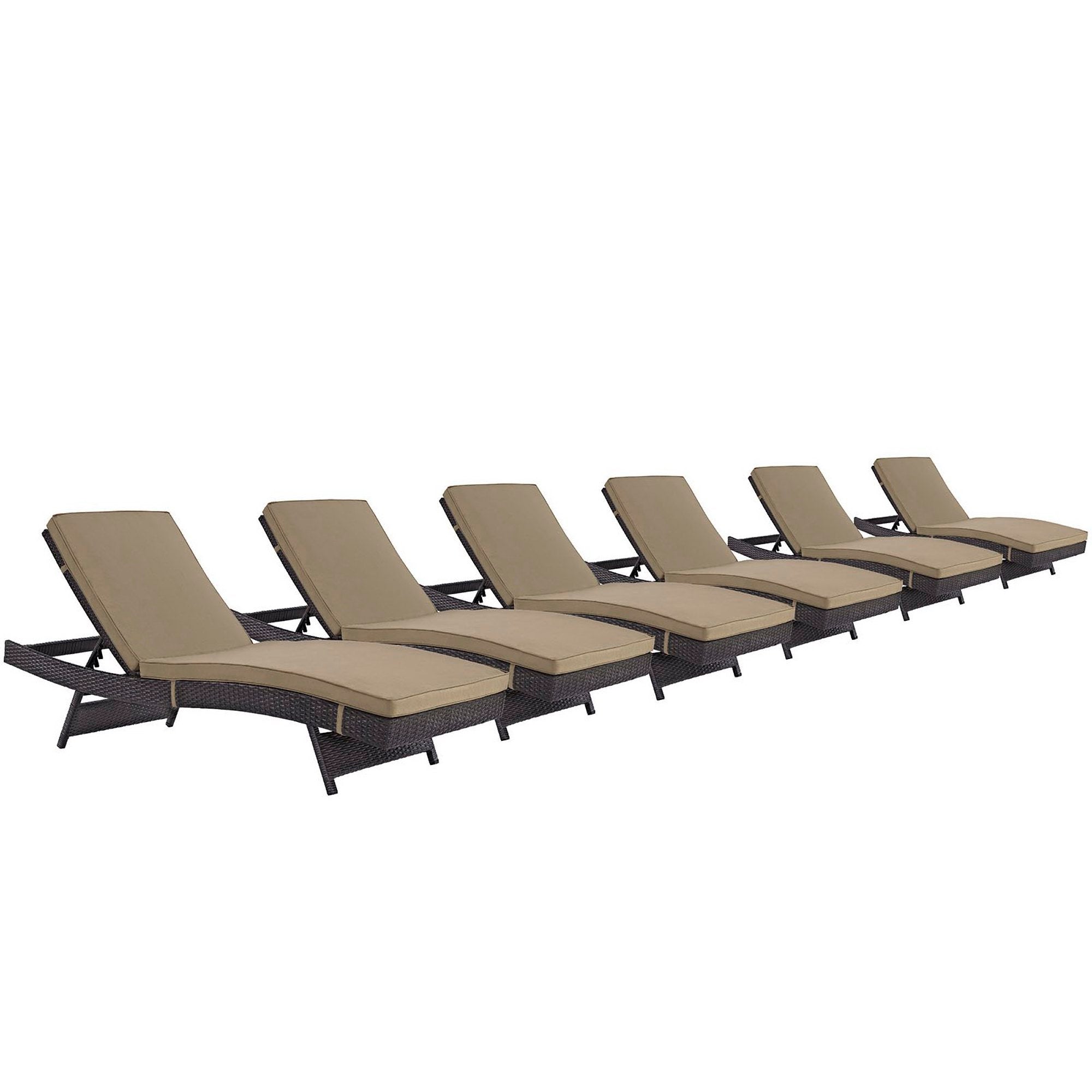 Convene Outdoor Patio Chaise Set of 6, Espresso Mocha