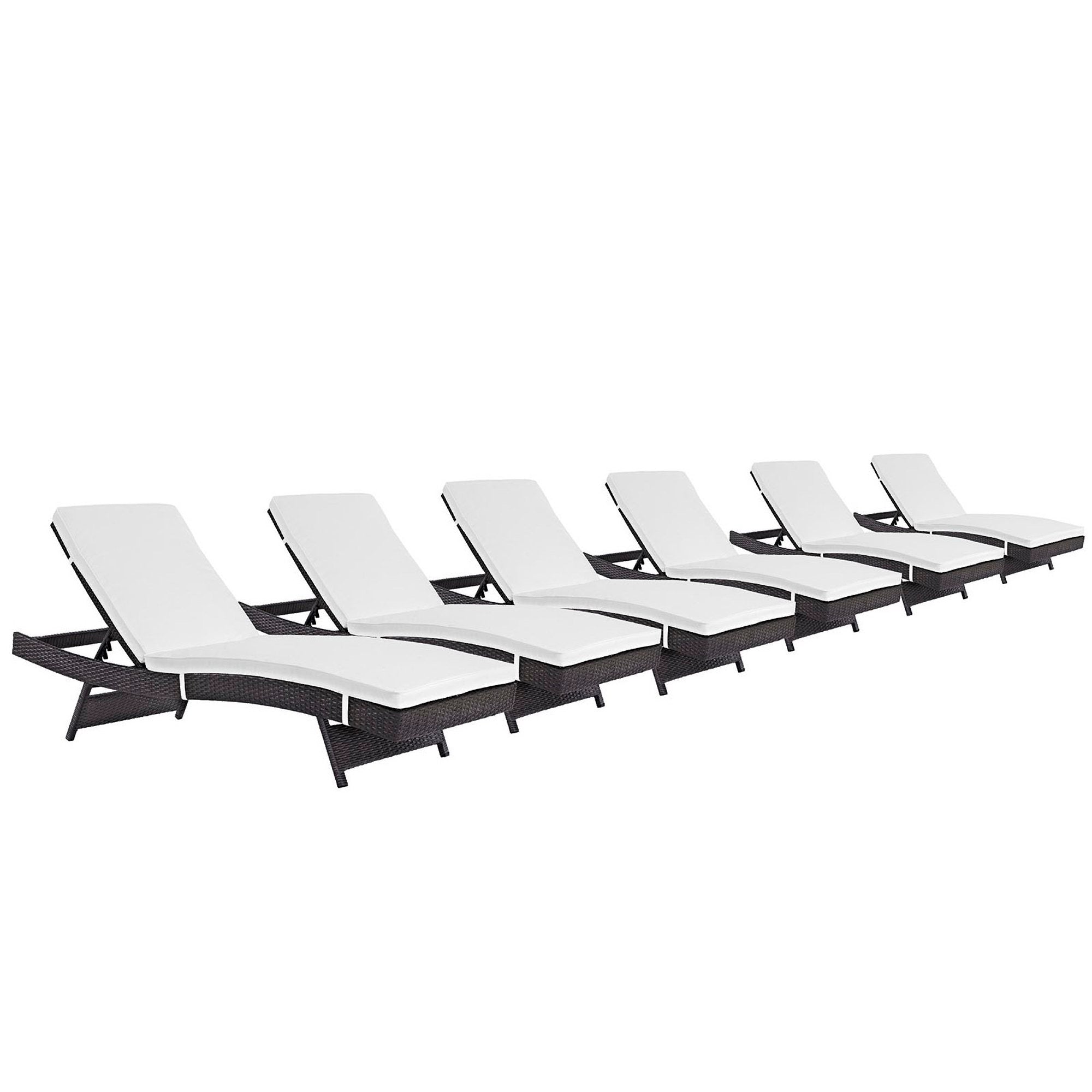 Convene Outdoor Patio Chaise Set of 6, Espresso White
