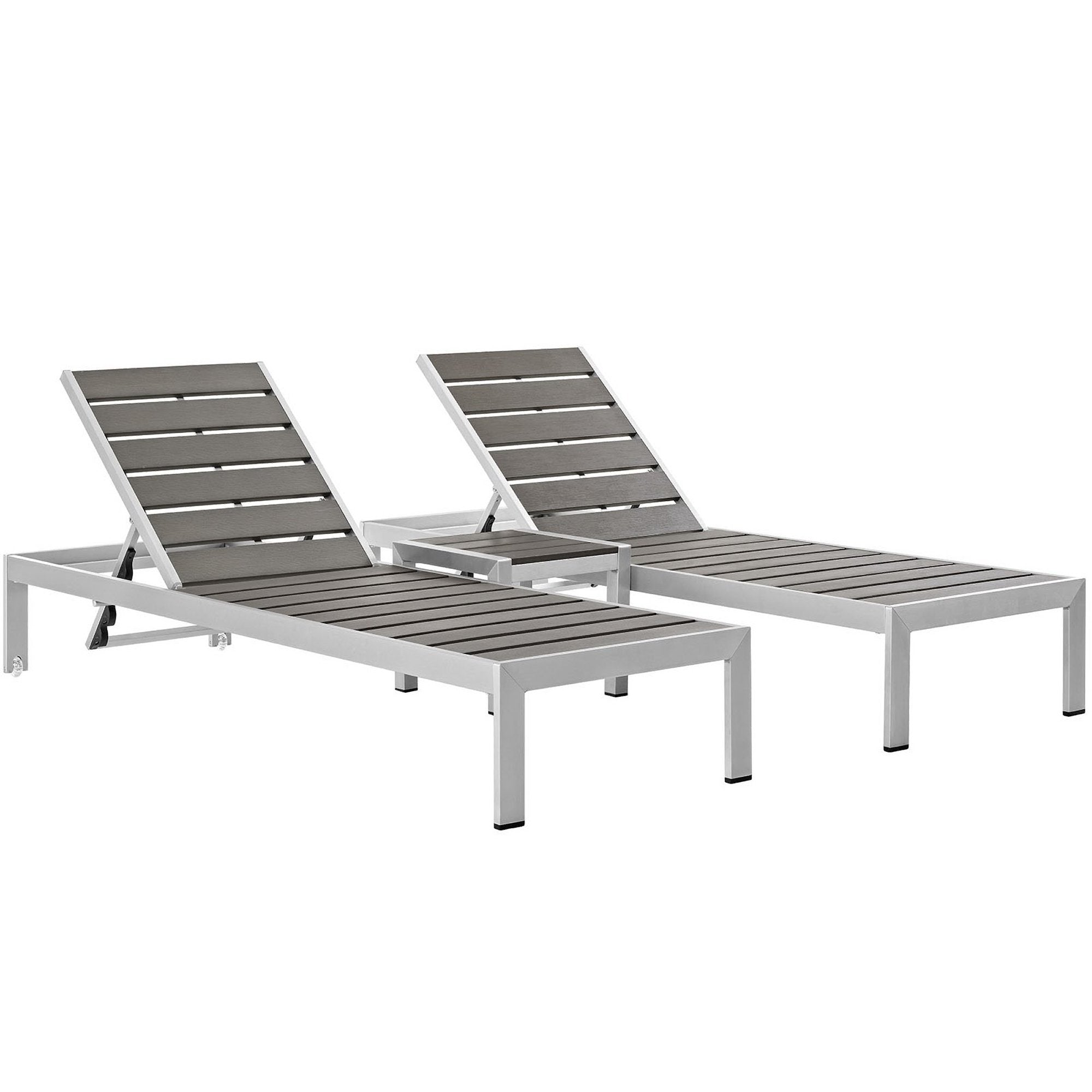 Shore 3 Piece Outdoor Patio Aluminum Set, Silver Gray