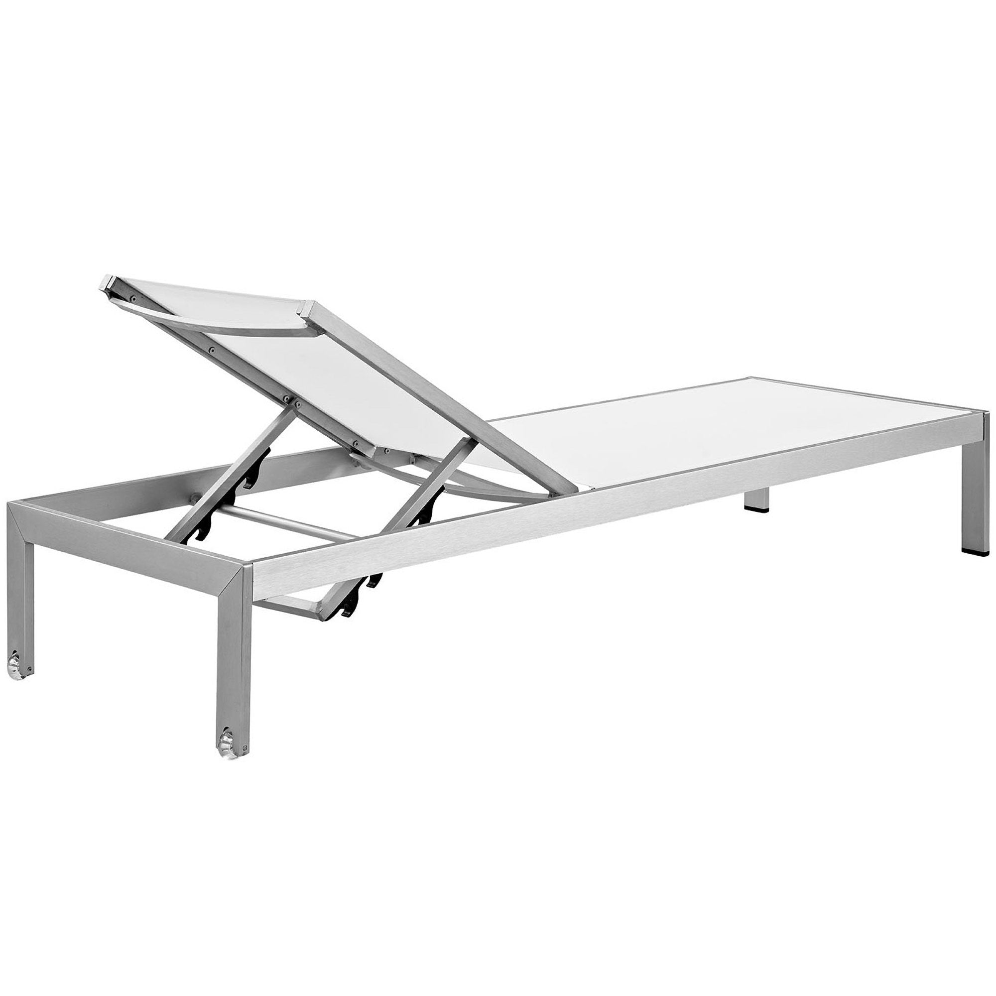 Shore Outdoor Patio Aluminum Chaise Set of 2, Silver White