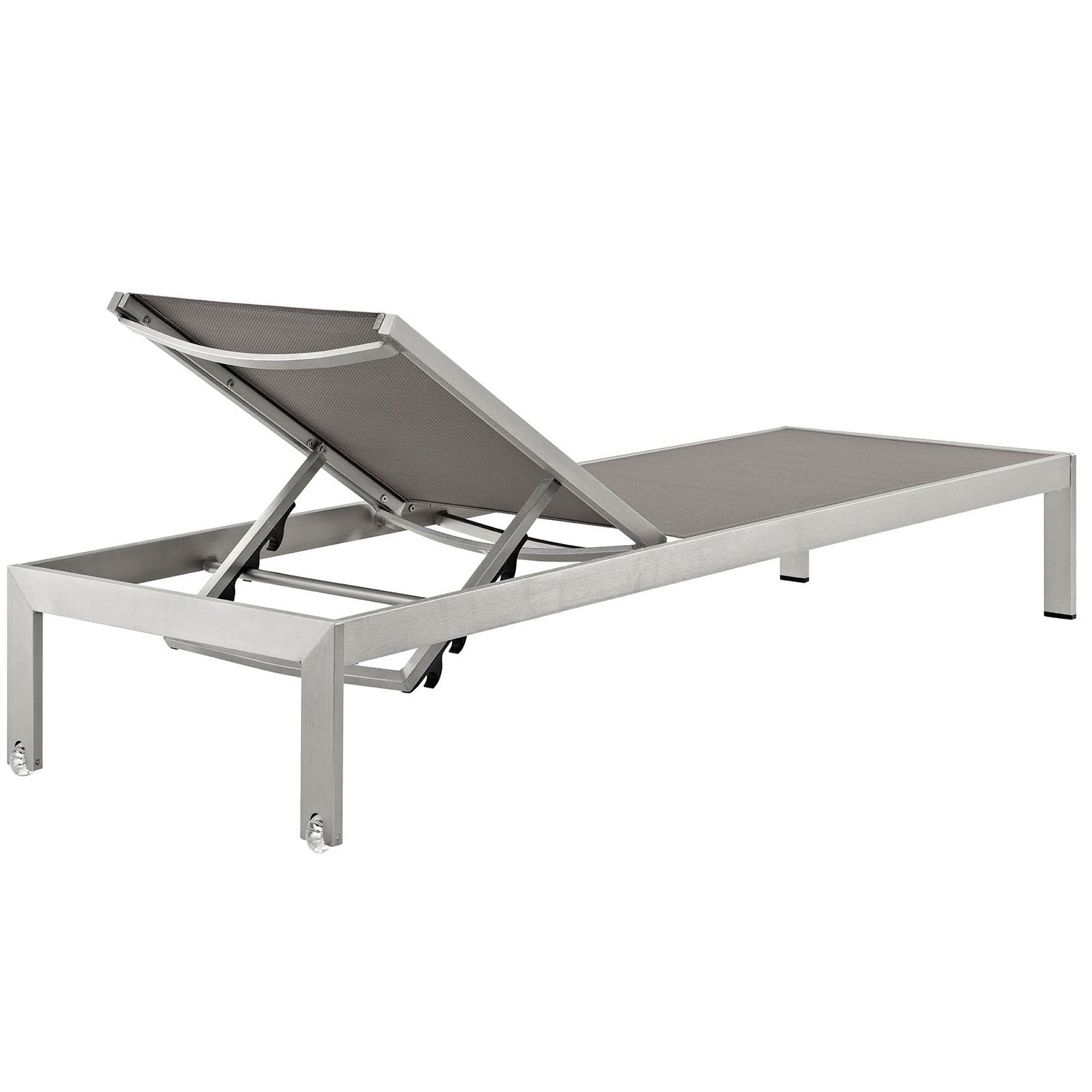 Shore Outdoor Patio Aluminum Chaise Set of 4, Silver Gray