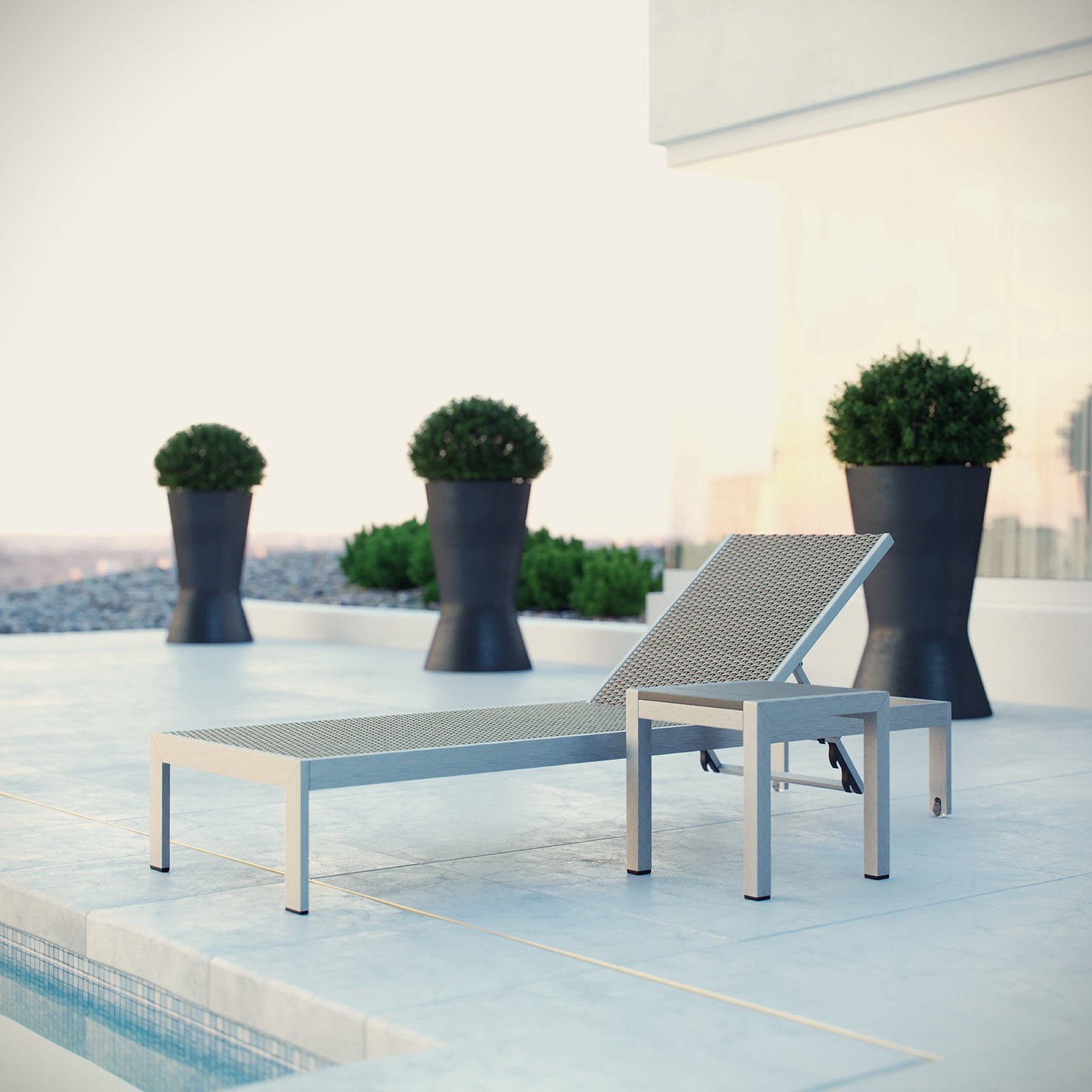 Shore 2 Piece Outdoor Patio Set, Silver Gray