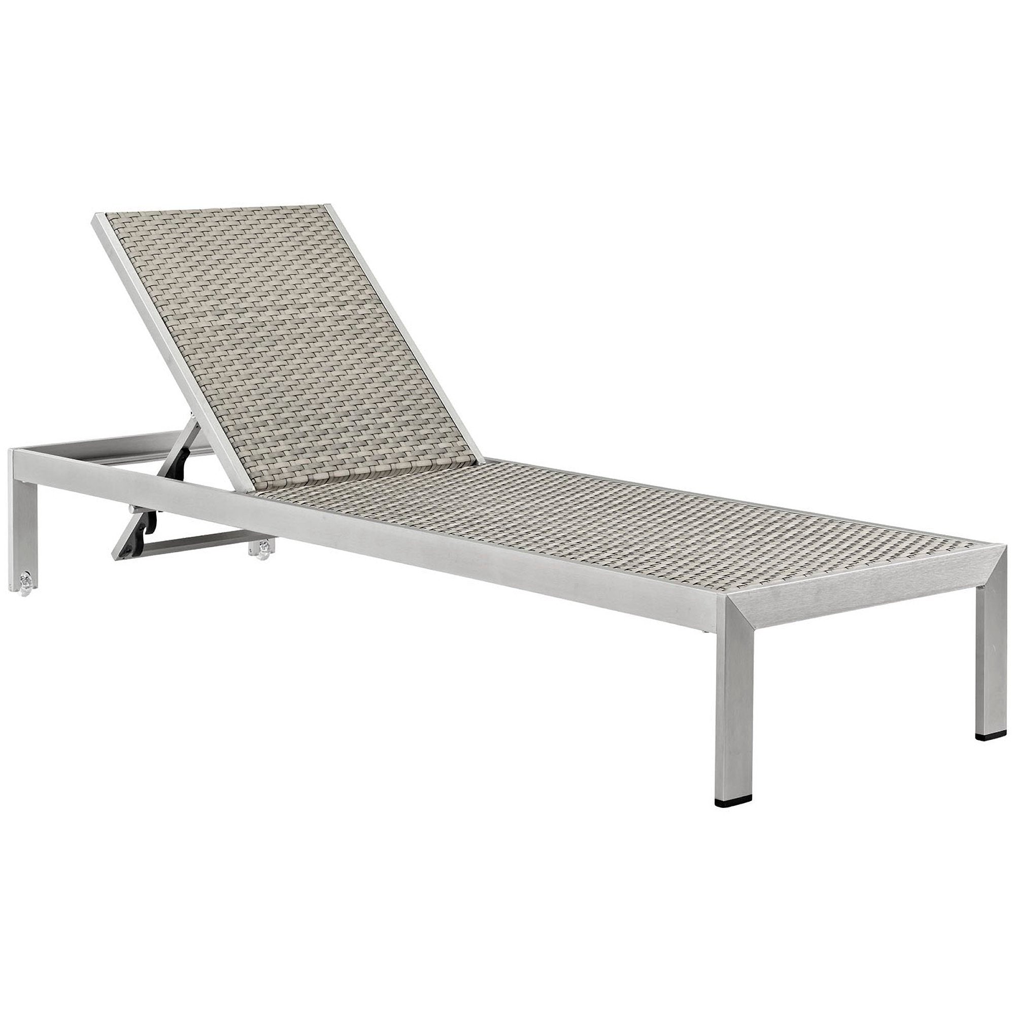 Shore Outdoor Patio Aluminum Chaise Set of 4, Silver Gray