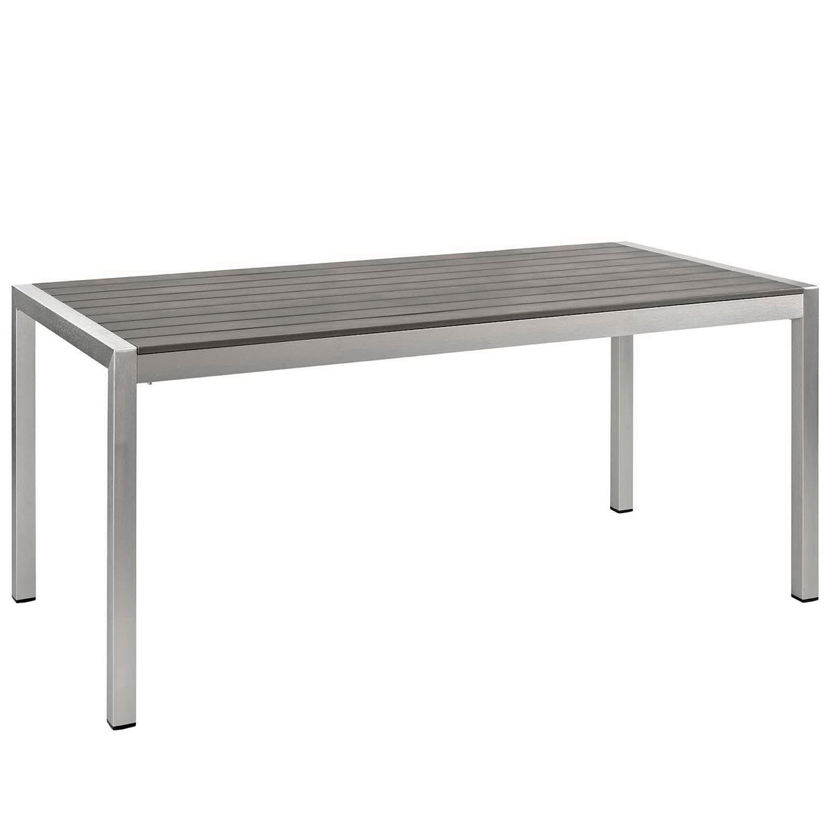 Shore 3 Piece Outdoor Patio Aluminum Dining Set, Silver Gray