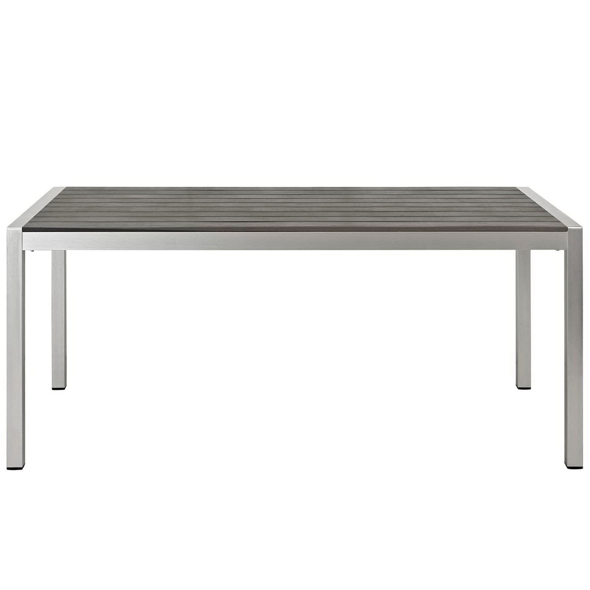Shore 3 Piece Outdoor Patio Aluminum Dining Set, Silver Gray